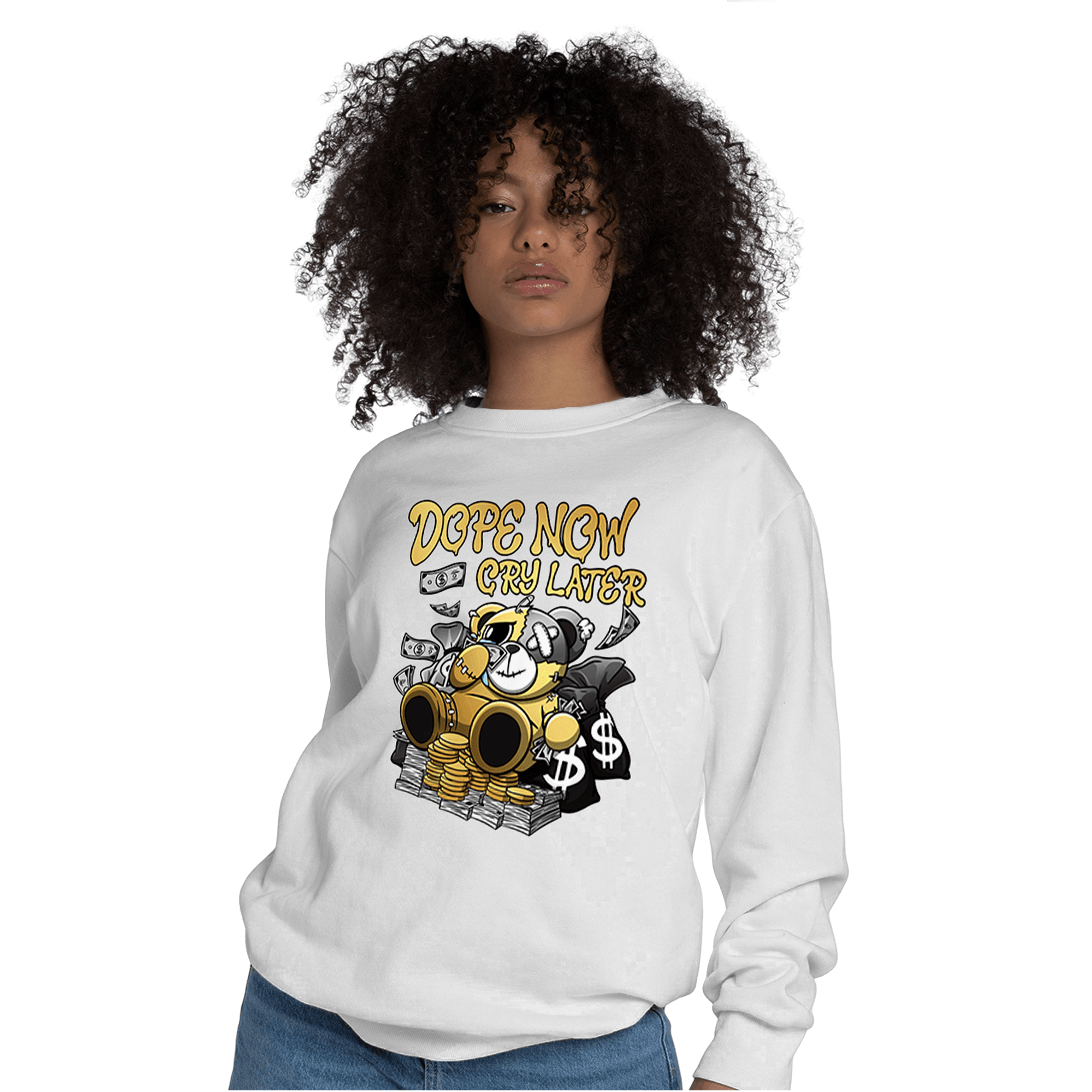 Mid SE Black Gold 1s Sweatshirt Match Money Cry BER - NastyJamz