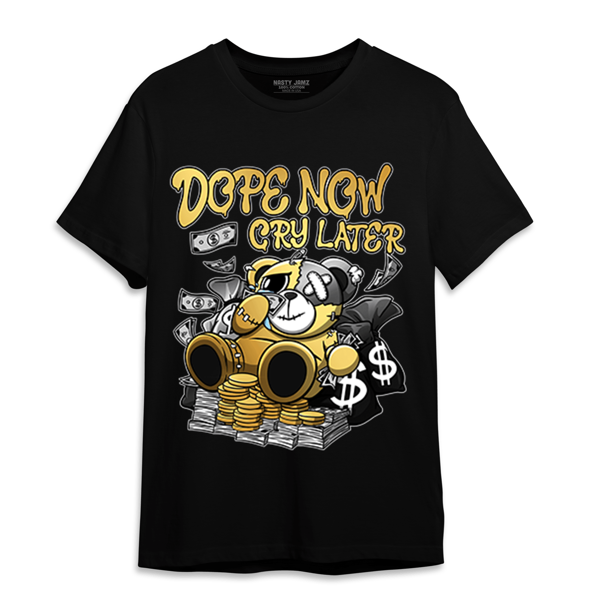 Mid SE Black Gold 1s T Shirt Match Money Cry BER - NastyJamz