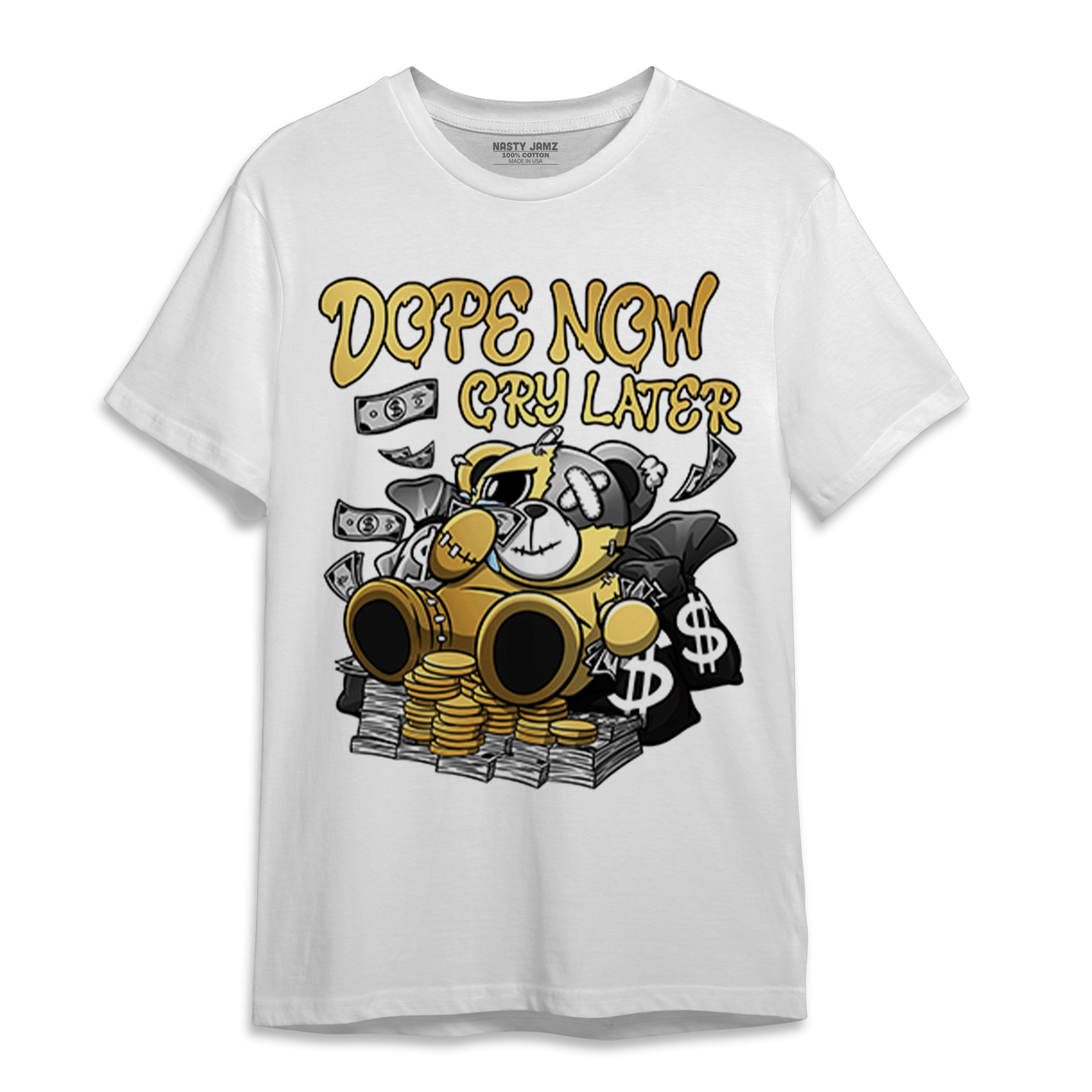 Mid SE Black Gold 1s T Shirt Match Money Cry BER - NastyJamz