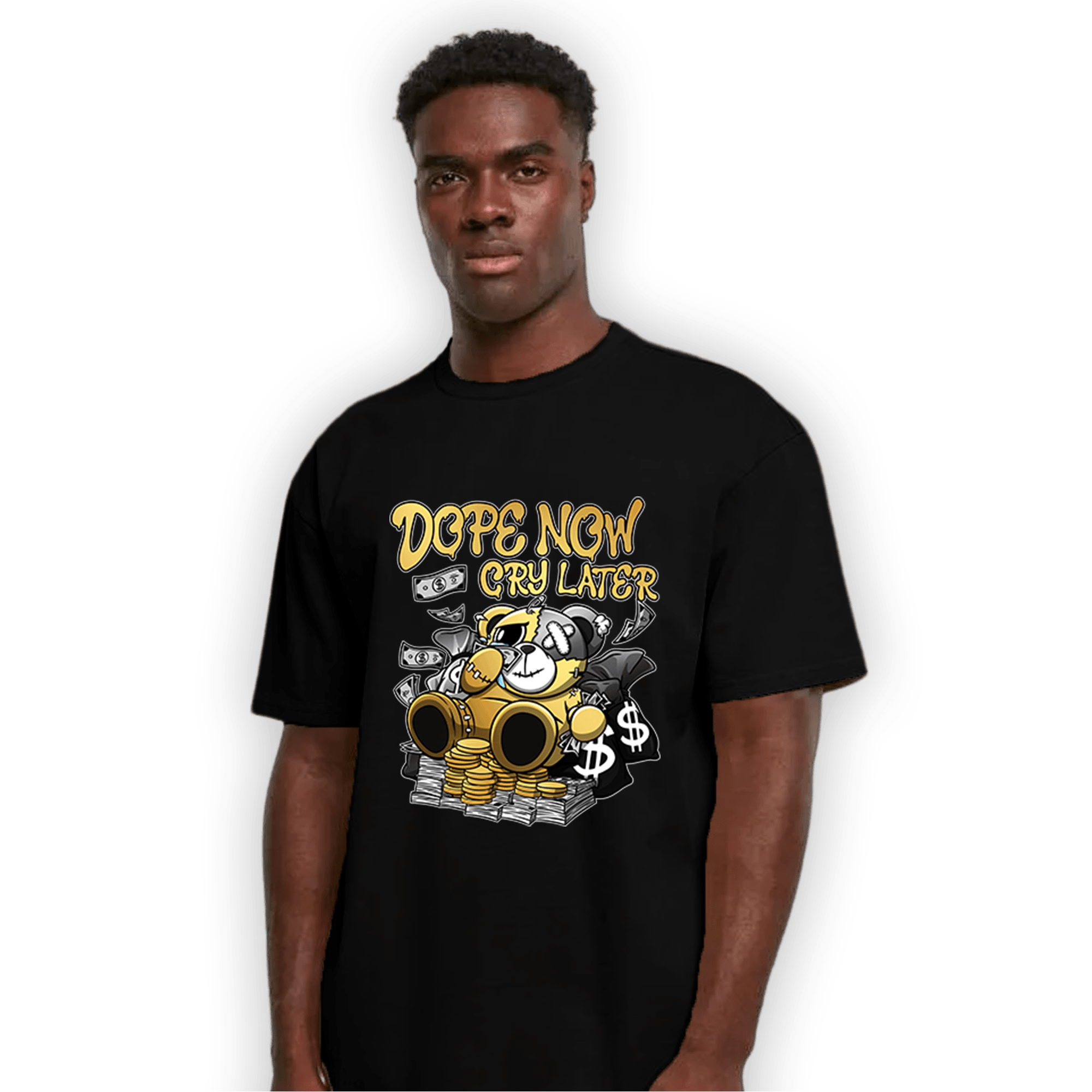 Mid SE Black Gold 1s T Shirt Match Money Cry BER - NastyJamz