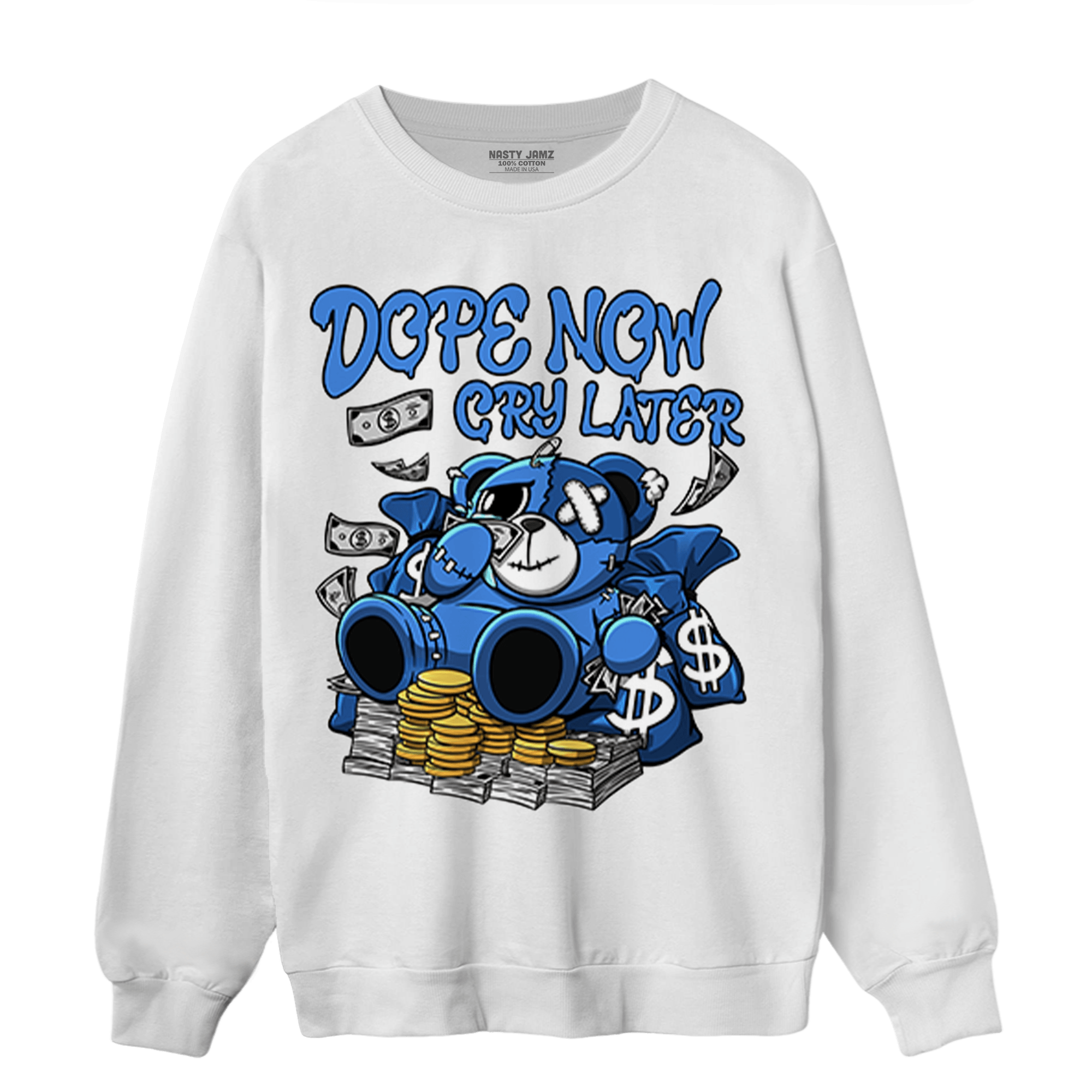 University Blue Toe 1s Sweatshirt Match Money Cry BER - NastyJamz