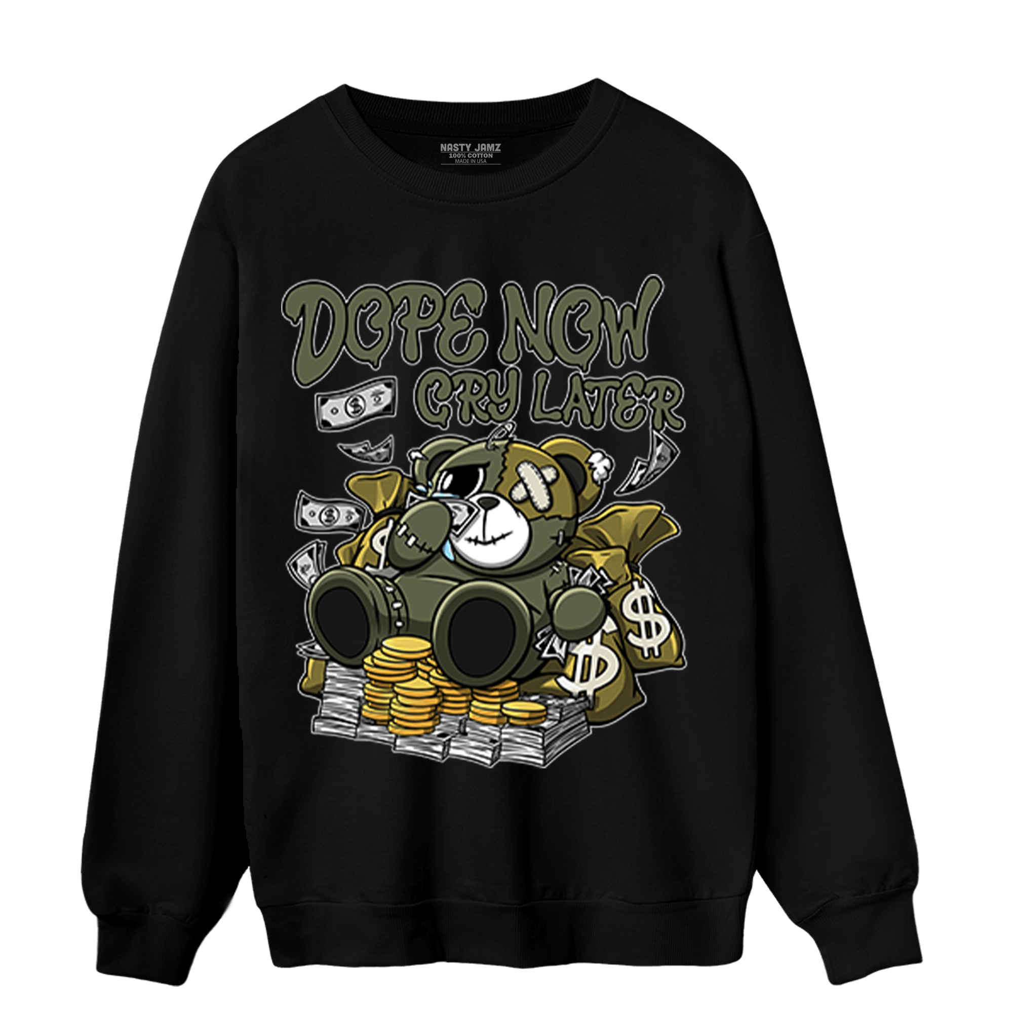 SE Craft Medium Olive 4s Sweatshirt Match Money Cry BER - NastyJamz