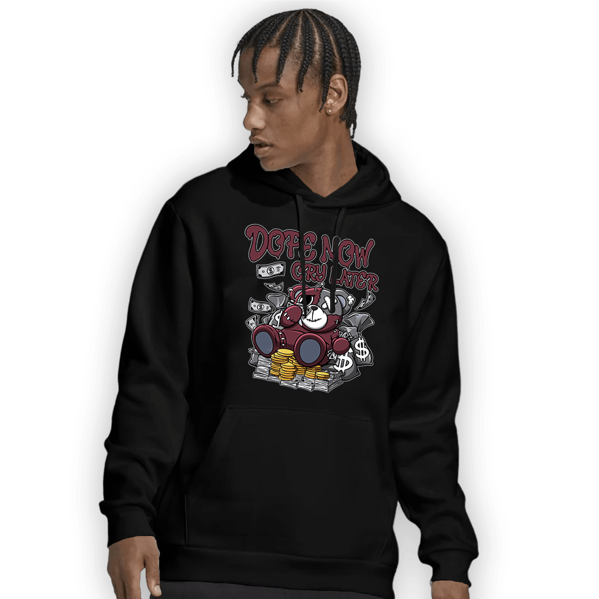 Burgundy 5s Hoodie Match Money Cry BER - NastyJamz