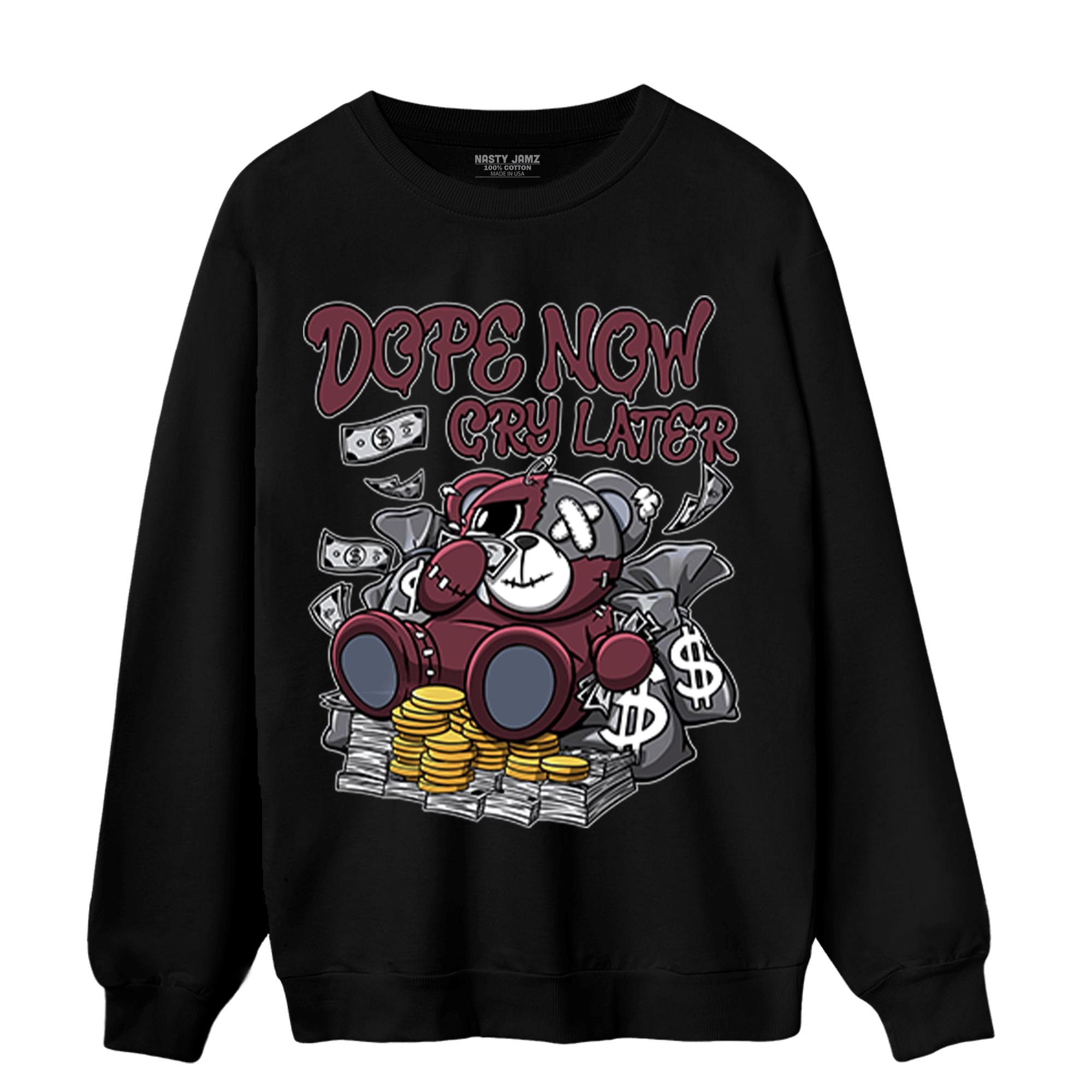 Burgundy 5s Sweatshirt Match Money Cry BER - NastyJamz