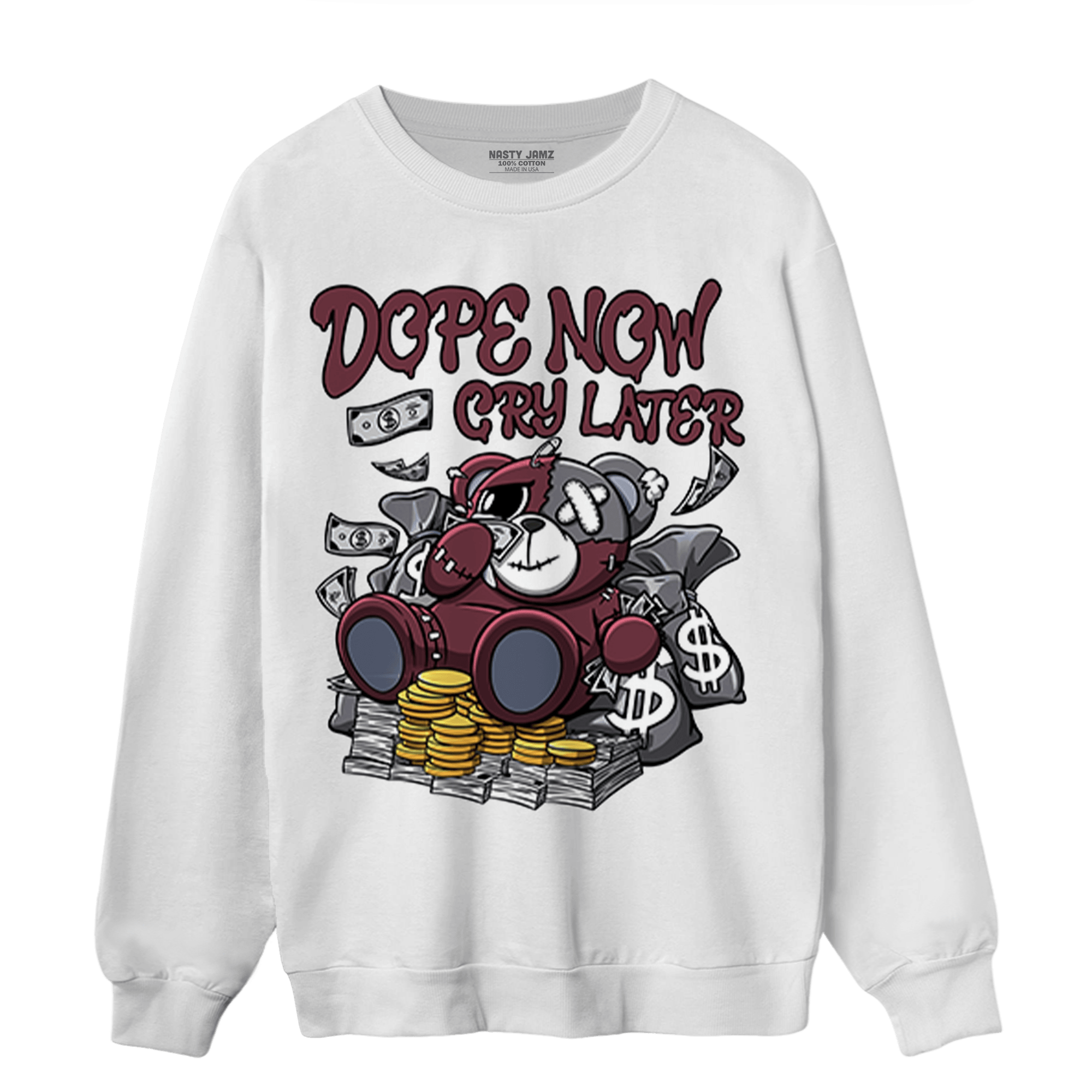 Burgundy 5s Sweatshirt Match Money Cry BER - NastyJamz