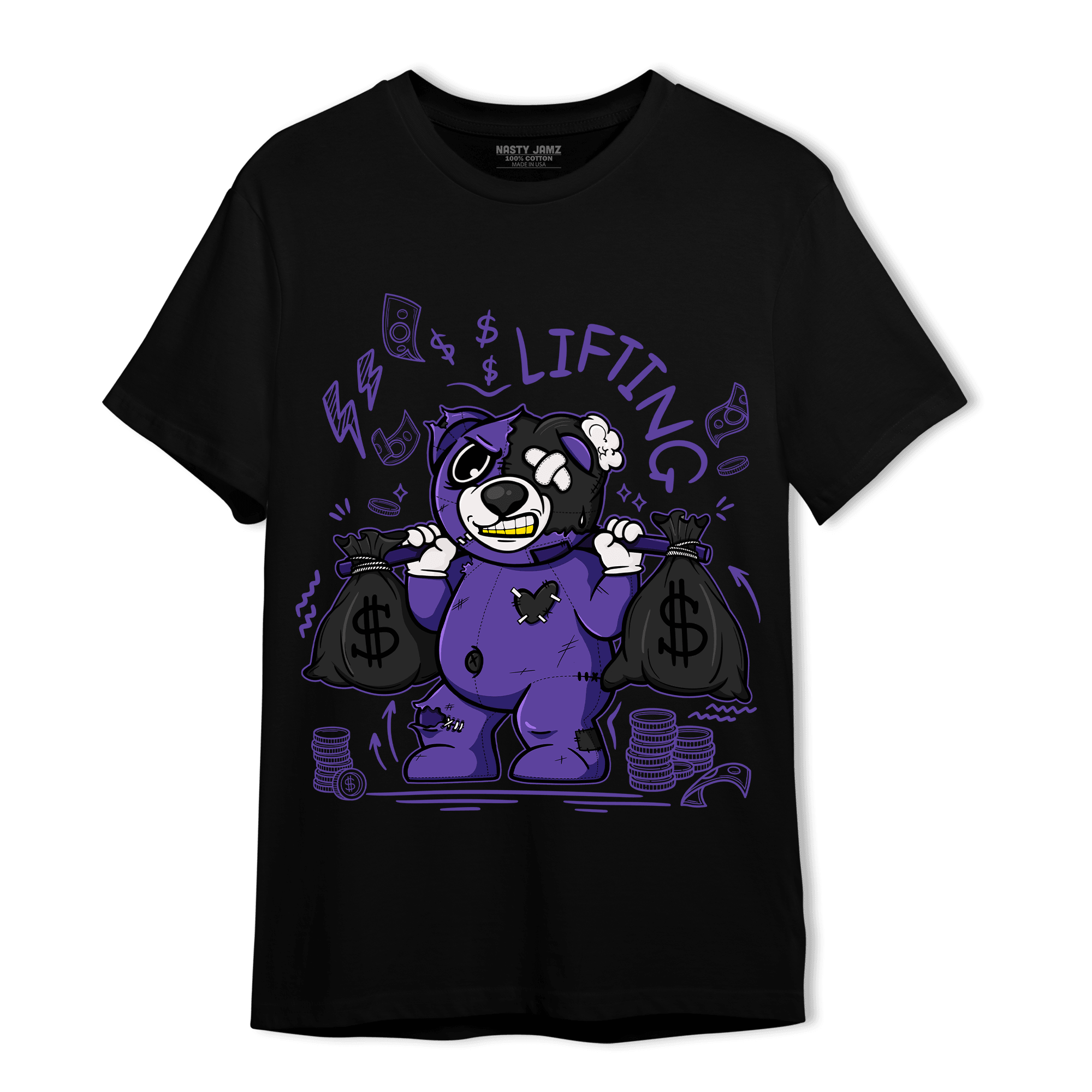 Field Purple 12s T Shirt Match Money Lifting BER - NastyJamz