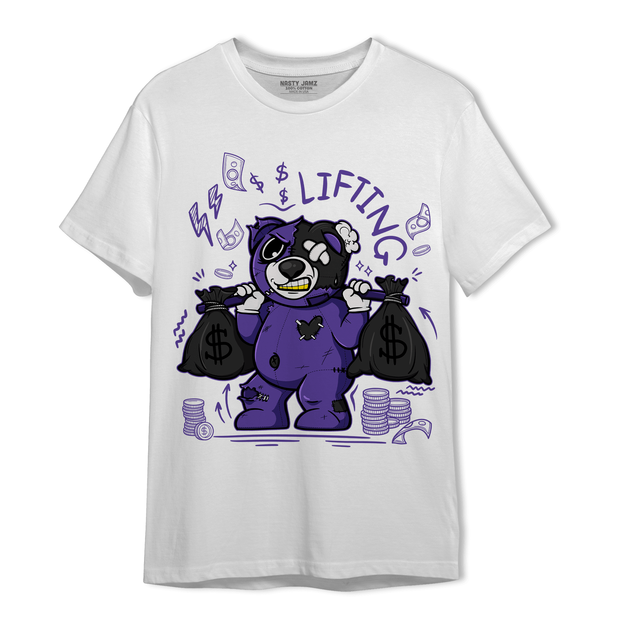 Field Purple 12s T Shirt Match Money Lifting BER - NastyJamz