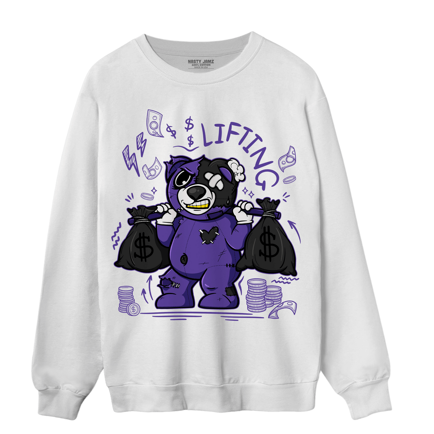 Field Purple 12s Sweatshirt Match Money Lifting BER - NastyJamz