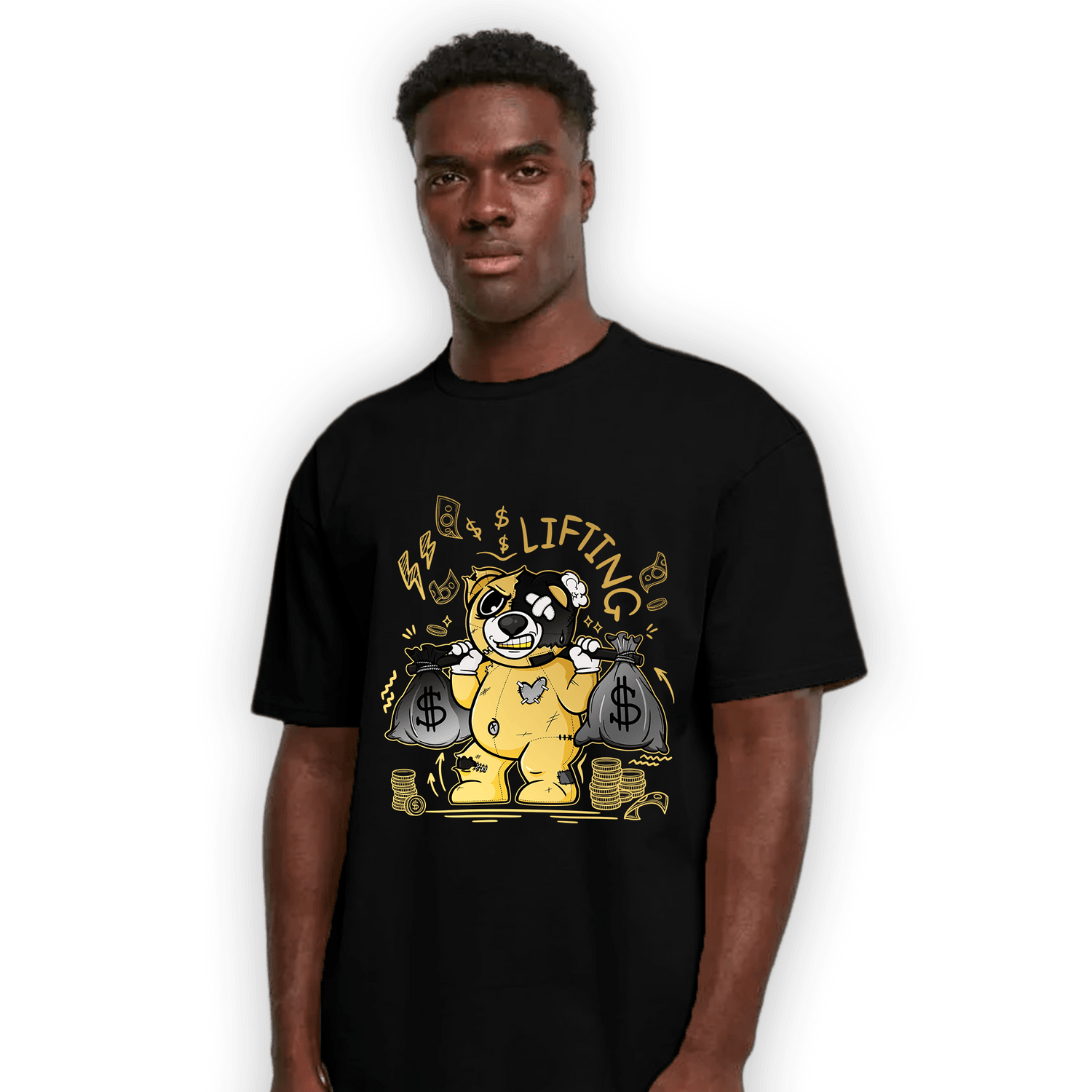 Mid SE Black Gold 1s T Shirt Match Money Lifting BER - NastyJamz