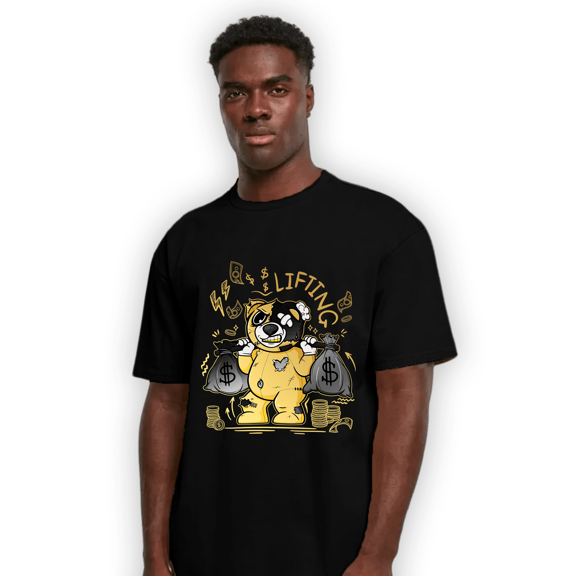 Mid SE Black Gold 1s T Shirt Match Money Lifting BER - NastyJamz