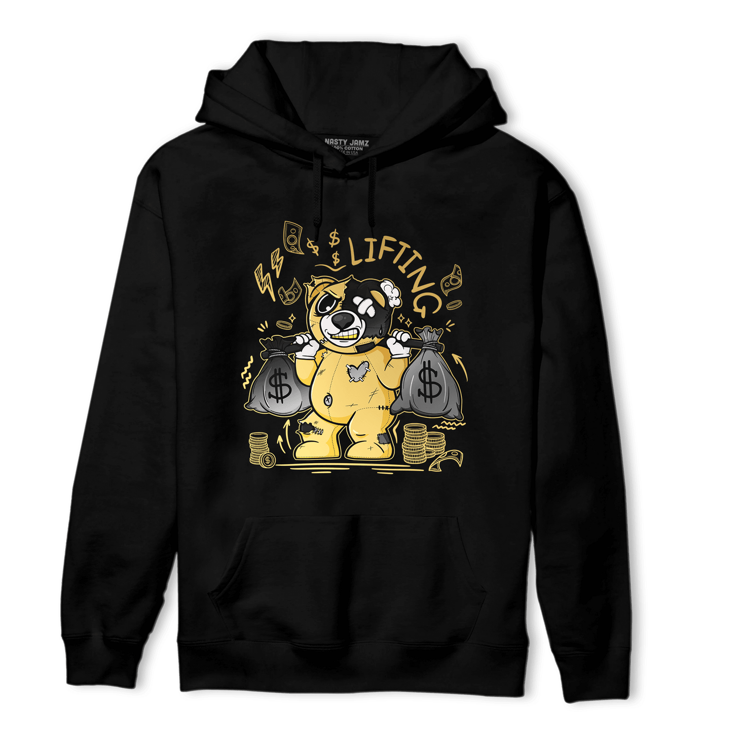 Mid SE Black Gold 1s Hoodie Match Money Lifting BER - NastyJamz