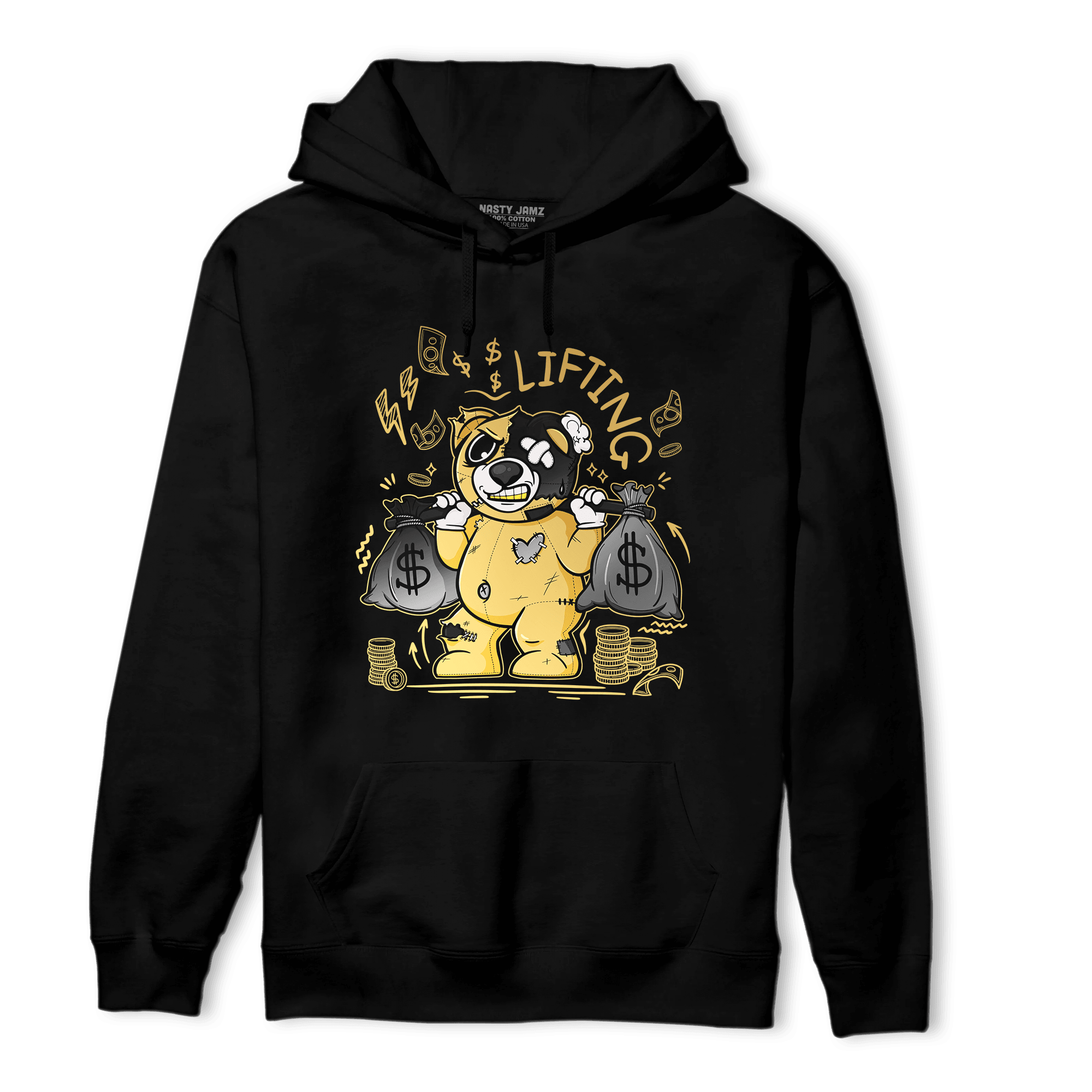 Mid SE Black Gold 1s Hoodie Match Money Lifting BER - NastyJamz