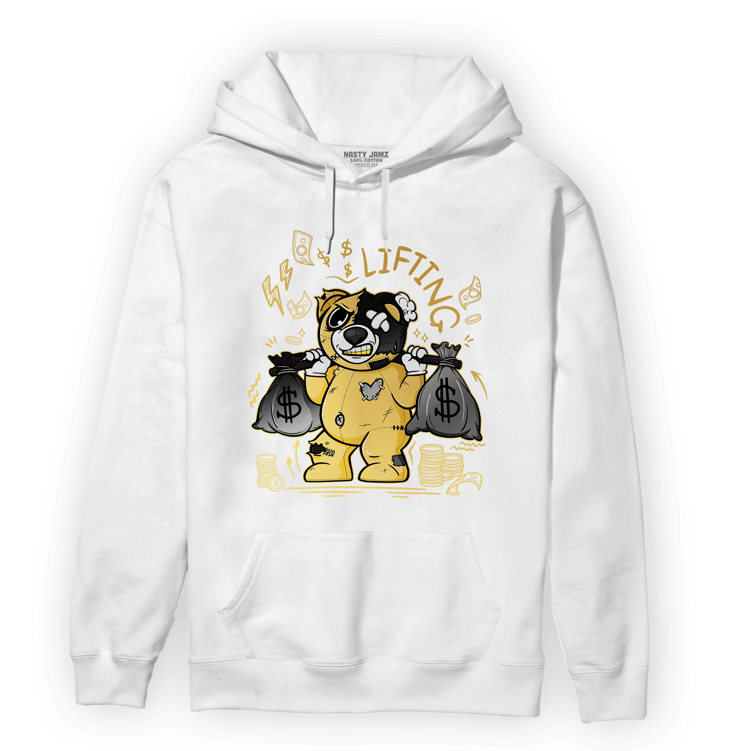 Mid SE Black Gold 1s Hoodie Match Money Lifting BER - NastyJamz