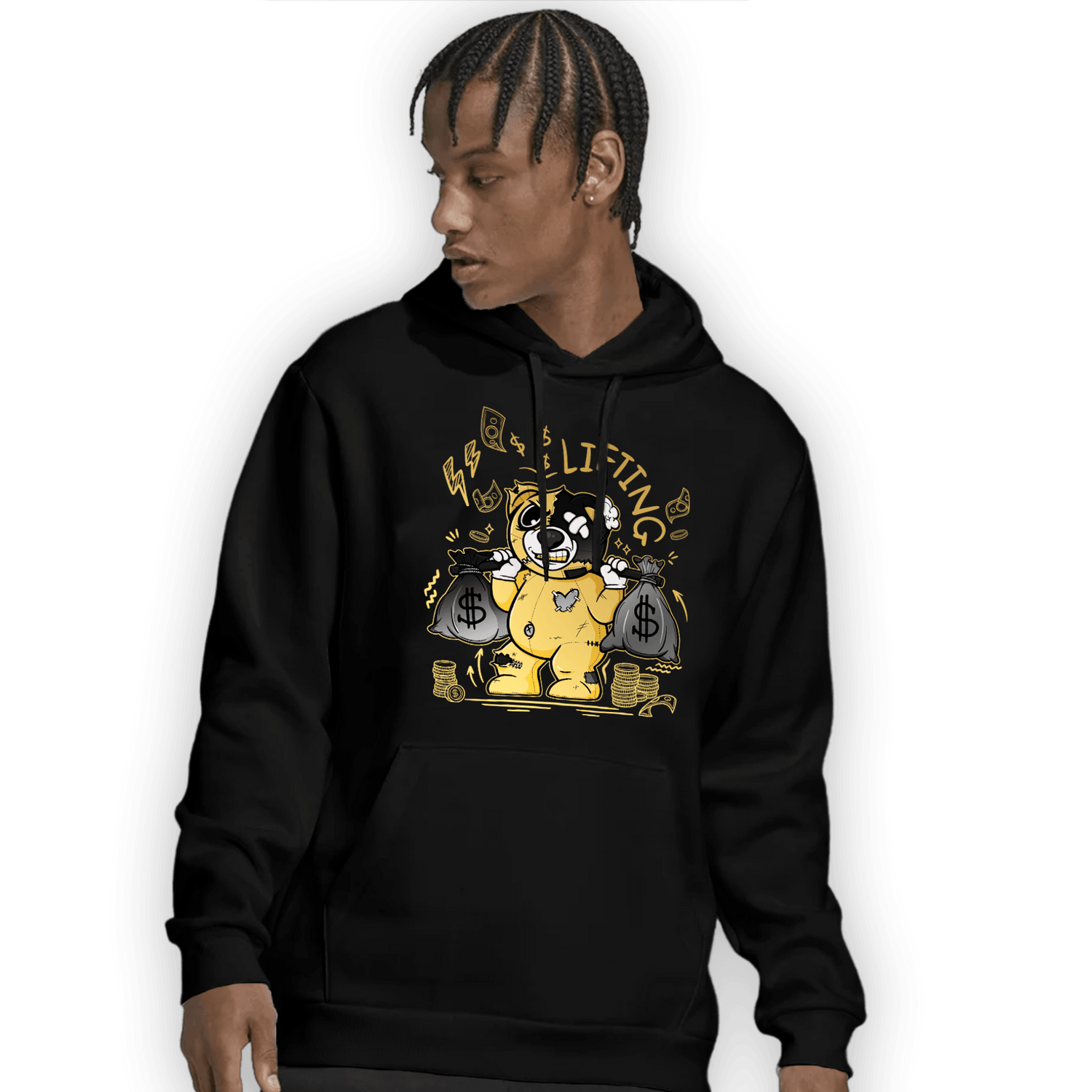 Mid SE Black Gold 1s Hoodie Match Money Lifting BER - NastyJamz