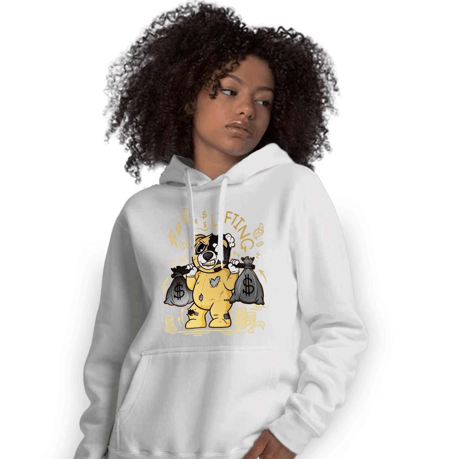 Mid SE Black Gold 1s Hoodie Match Money Lifting BER - NastyJamz