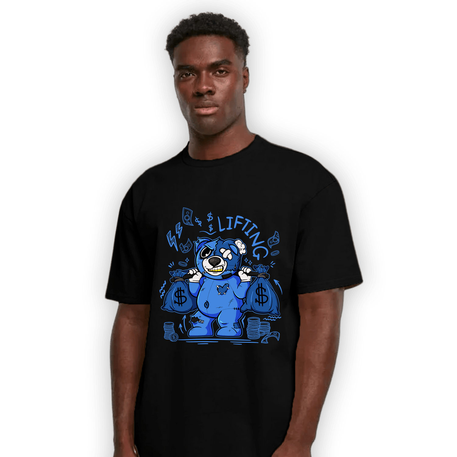 University Blue Toe 1s T Shirt Match Money Lifting BER - NastyJamz