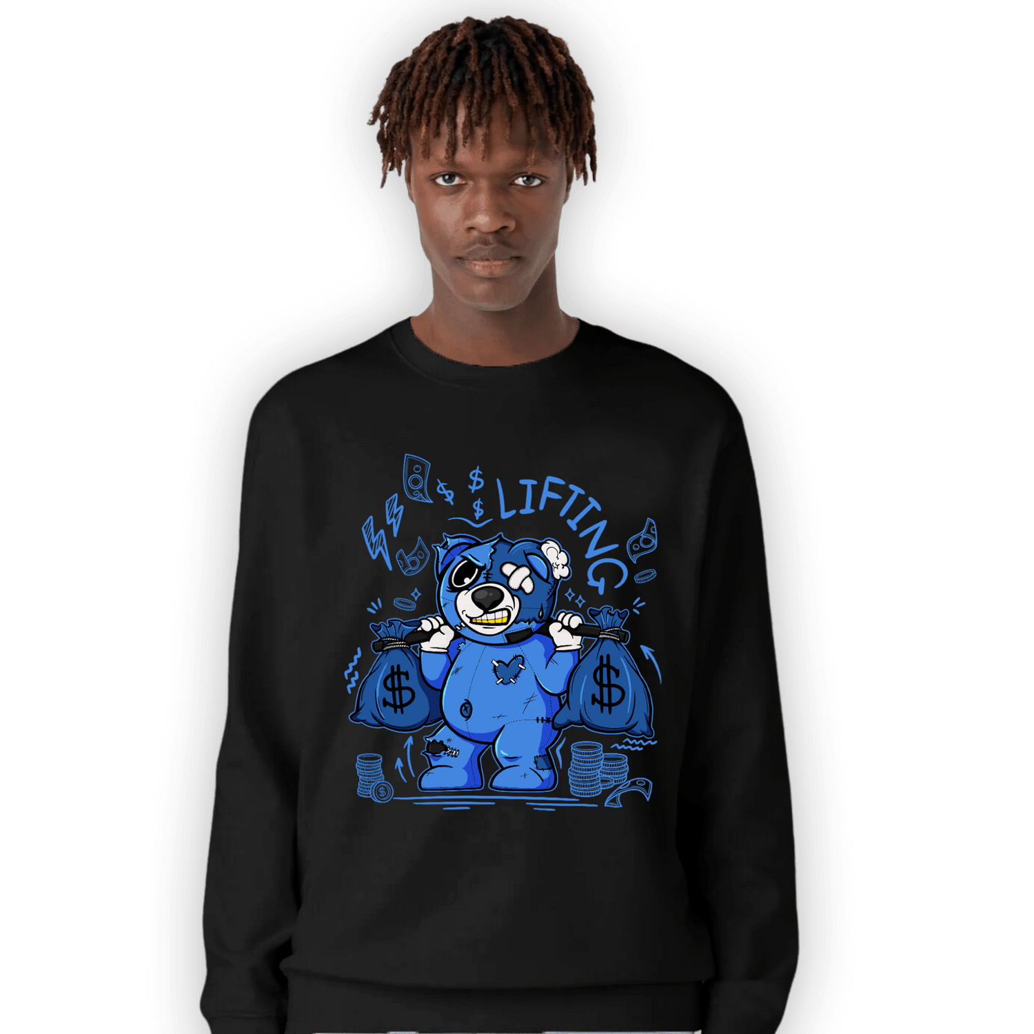 University Blue Toe 1s Sweatshirt Match Money Lifting BER - NastyJamz