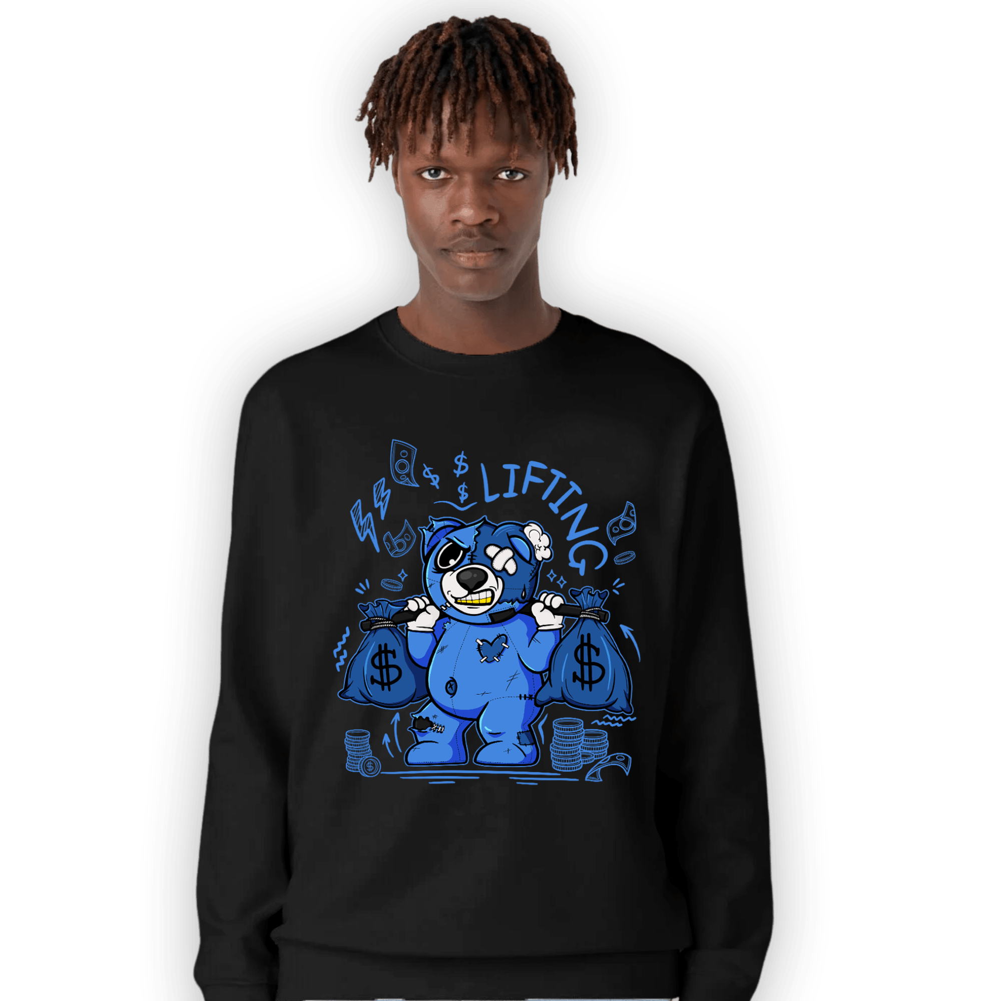 University Blue Toe 1s Sweatshirt Match Money Lifting BER - NastyJamz