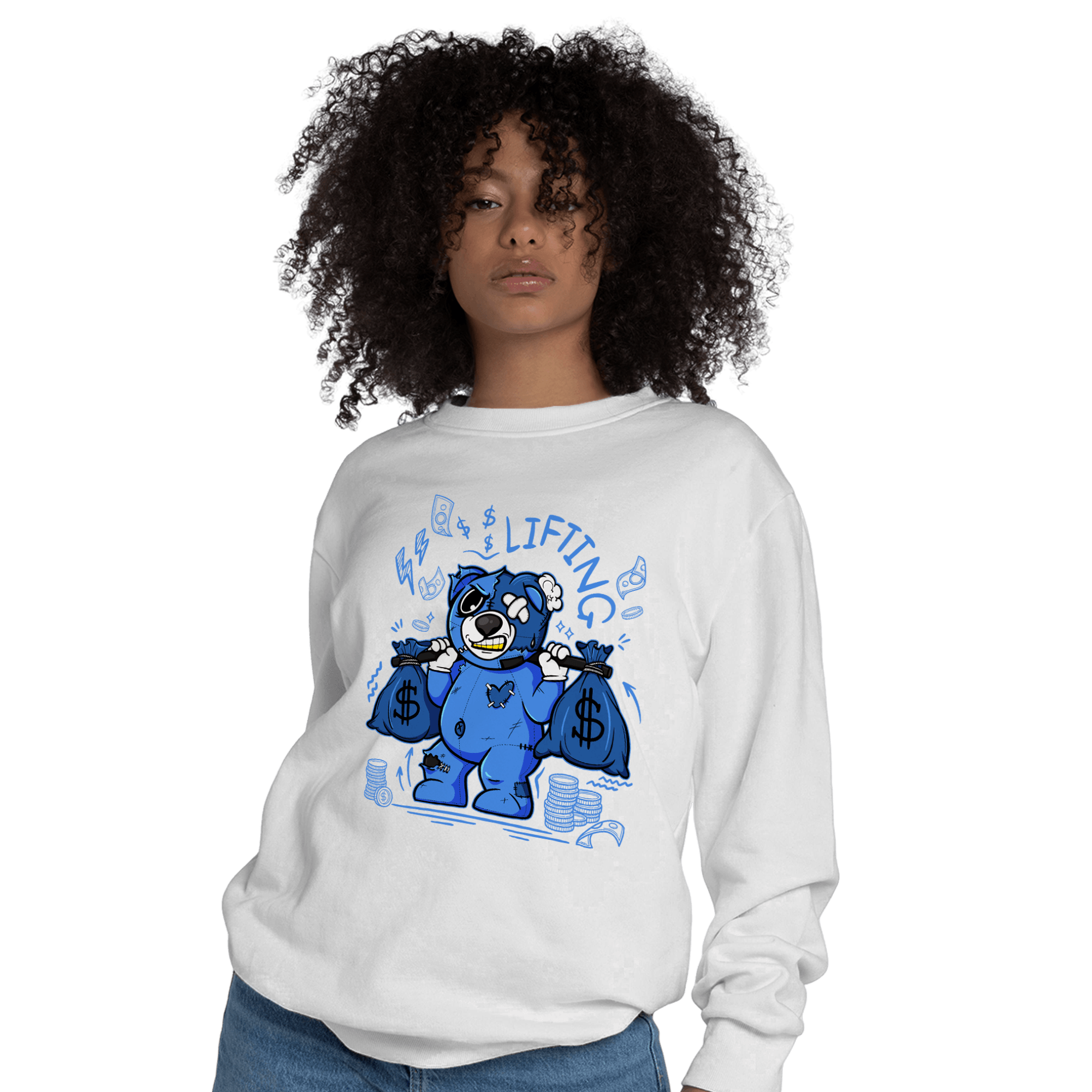 University Blue Toe 1s Sweatshirt Match Money Lifting BER - NastyJamz