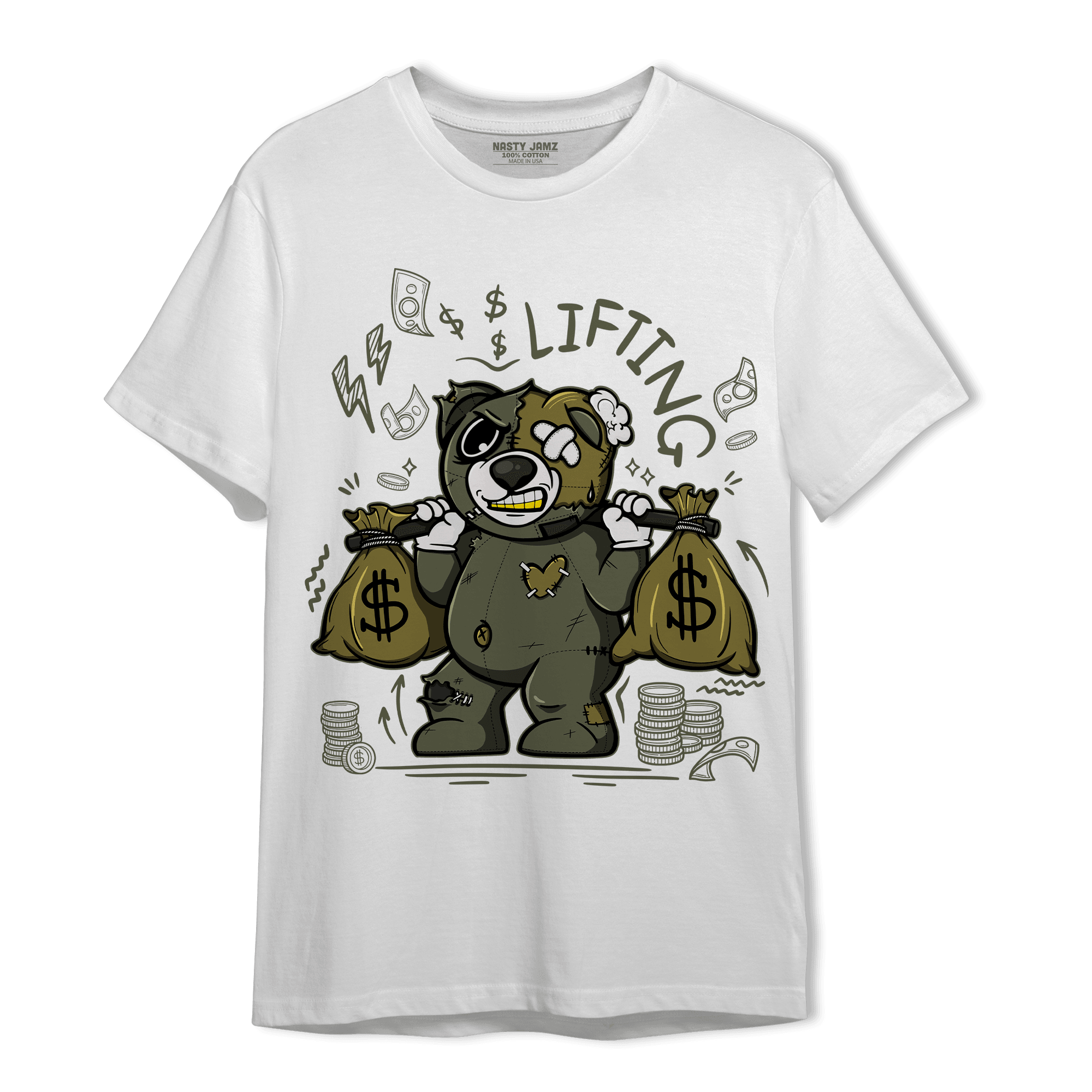 SE Craft Medium Olive 4s T Shirt Match Money Lifting BER - NastyJamz