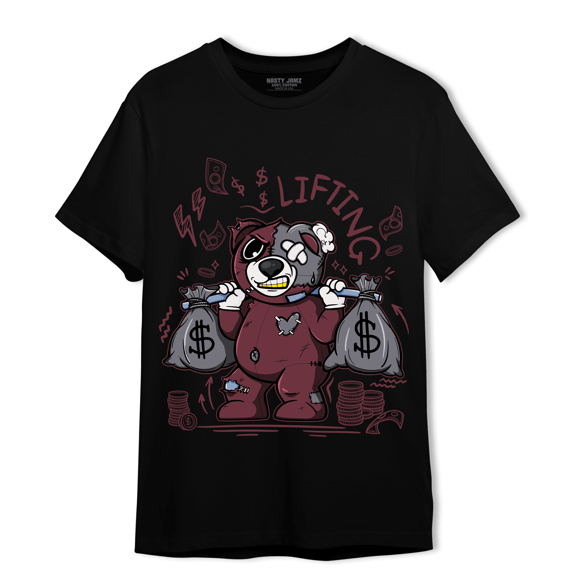 Burgundy 5s T Shirt Match Money Lifting BER - NastyJamz