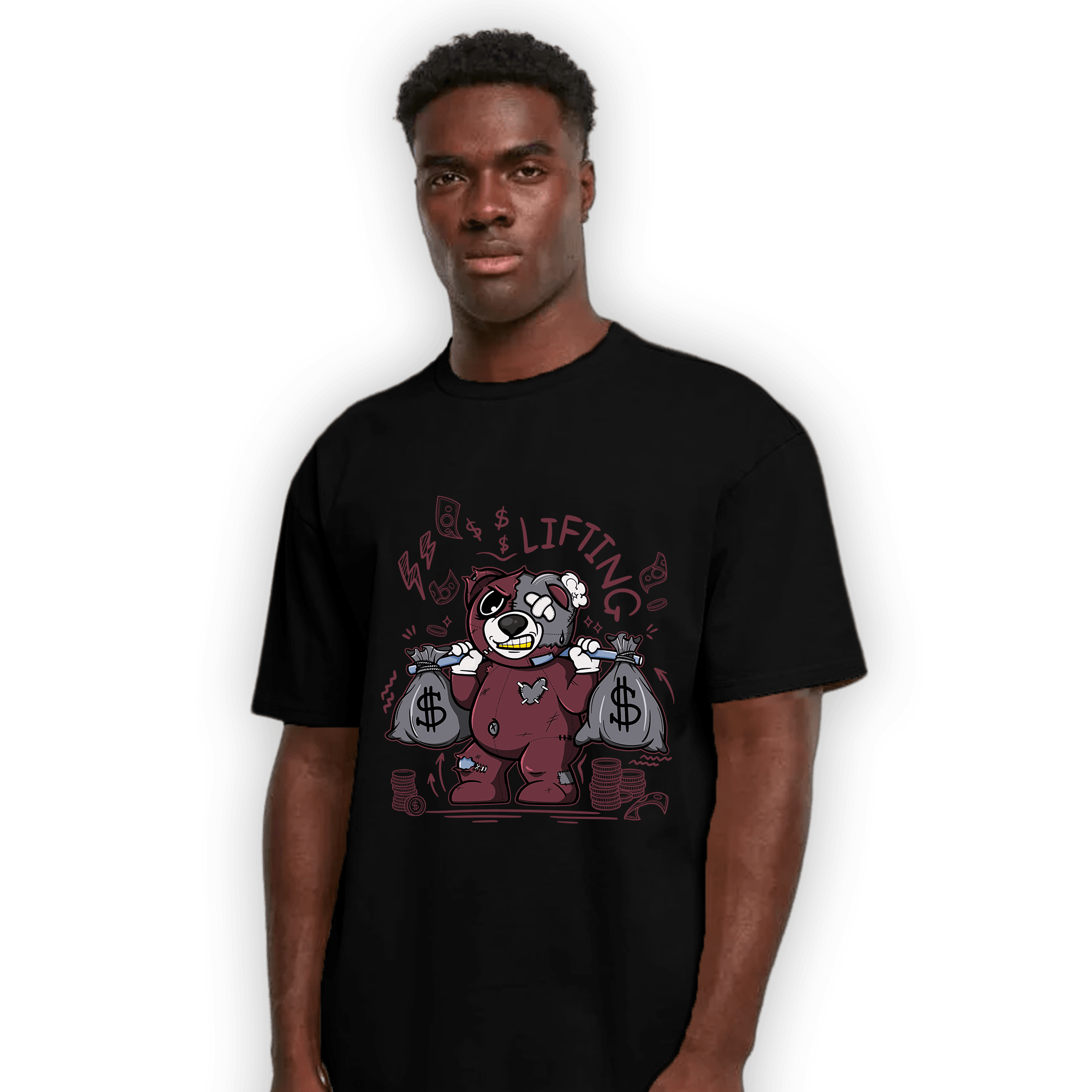 Burgundy 5s T Shirt Match Money Lifting BER - NastyJamz