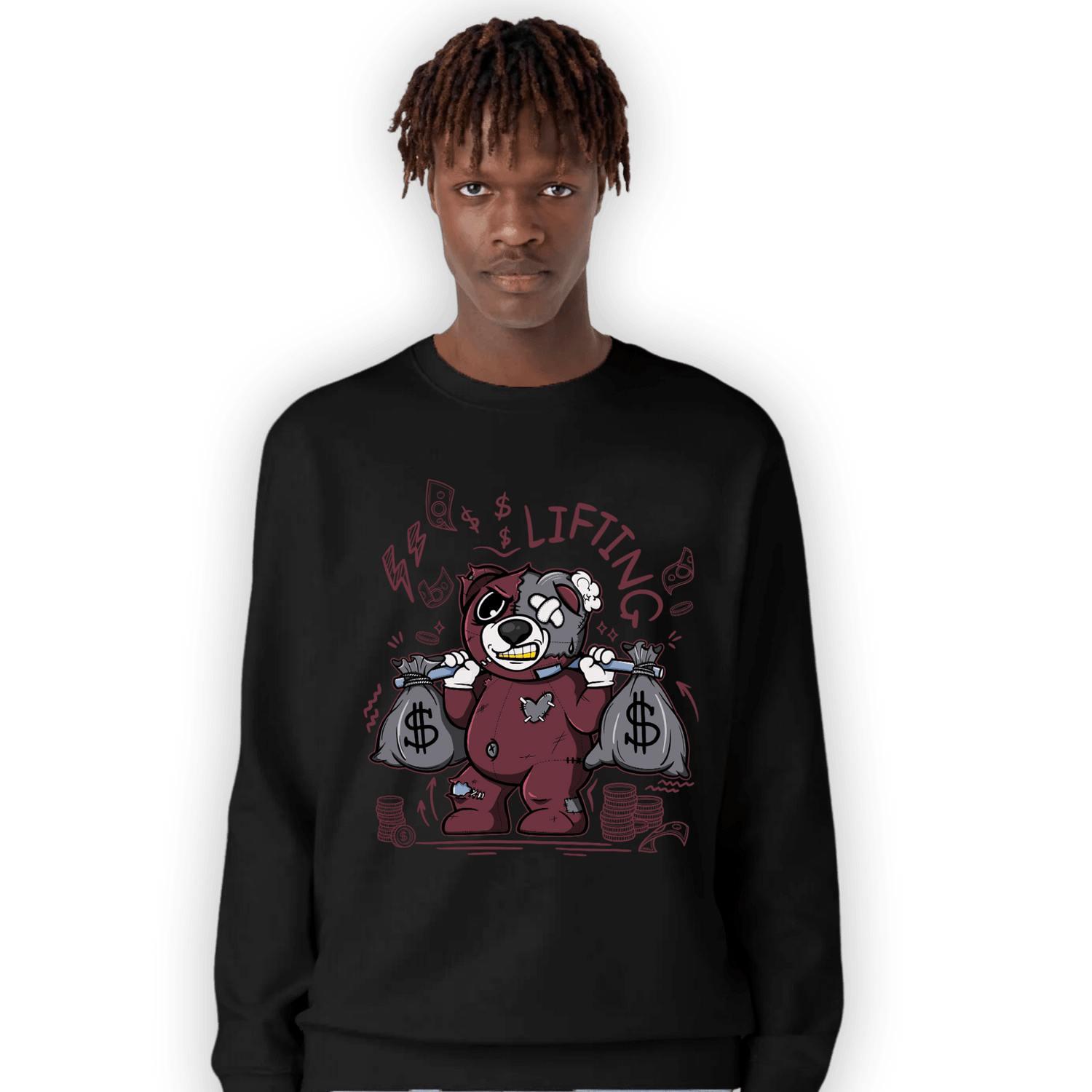 Burgundy 5s Sweatshirt Match Money Lifting BER - NastyJamz