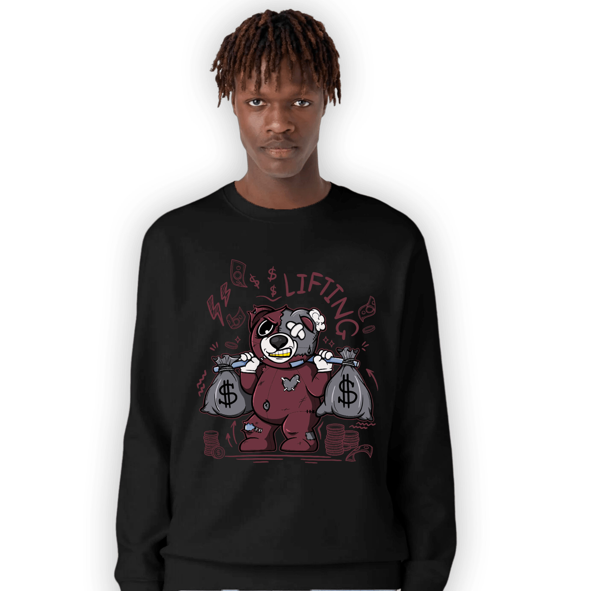 Burgundy 5s Sweatshirt Match Money Lifting BER - NastyJamz