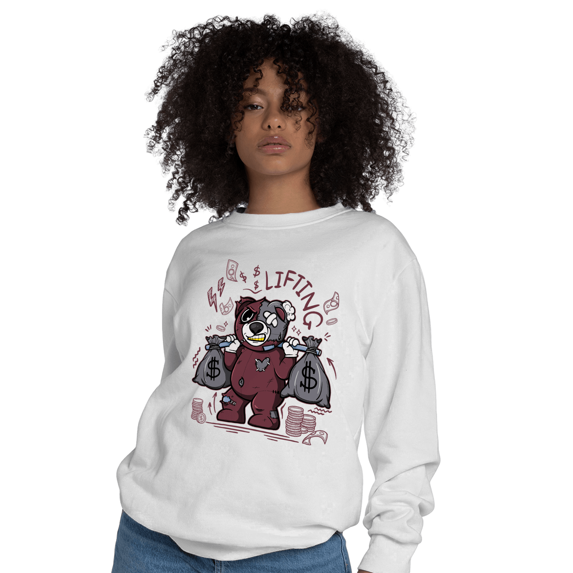 Burgundy 5s Sweatshirt Match Money Lifting BER - NastyJamz