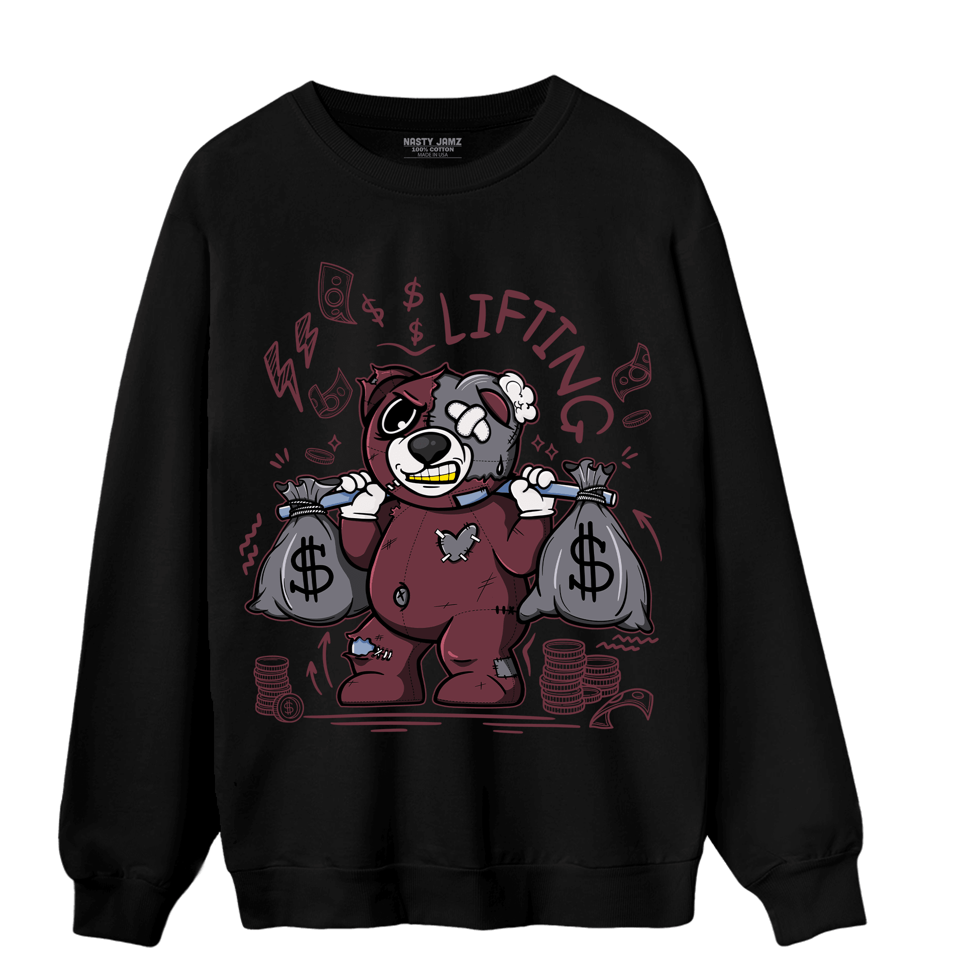 Burgundy 5s Sweatshirt Match Money Lifting BER - NastyJamz