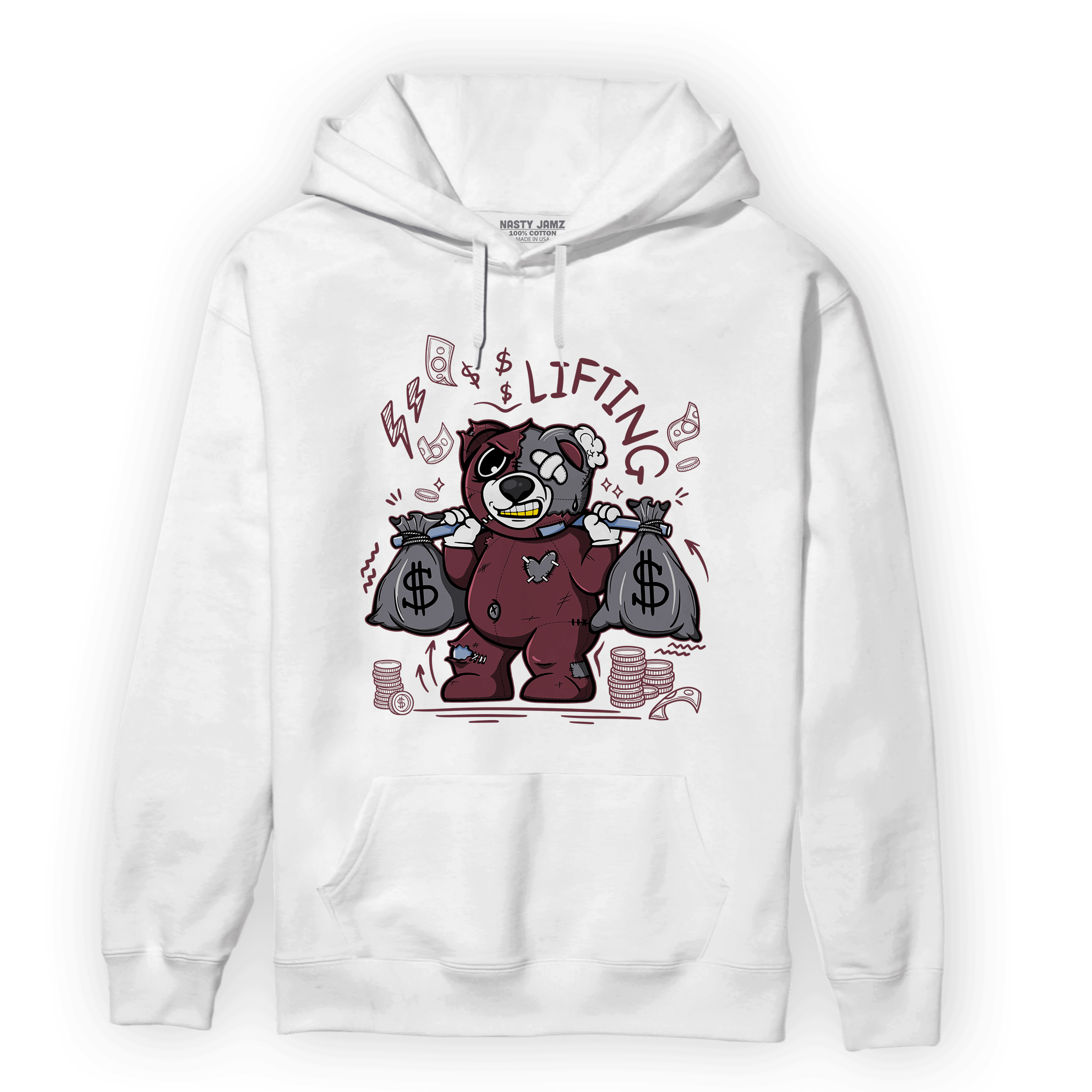 Burgundy 5s Hoodie Match Money Lifting BER - NastyJamz
