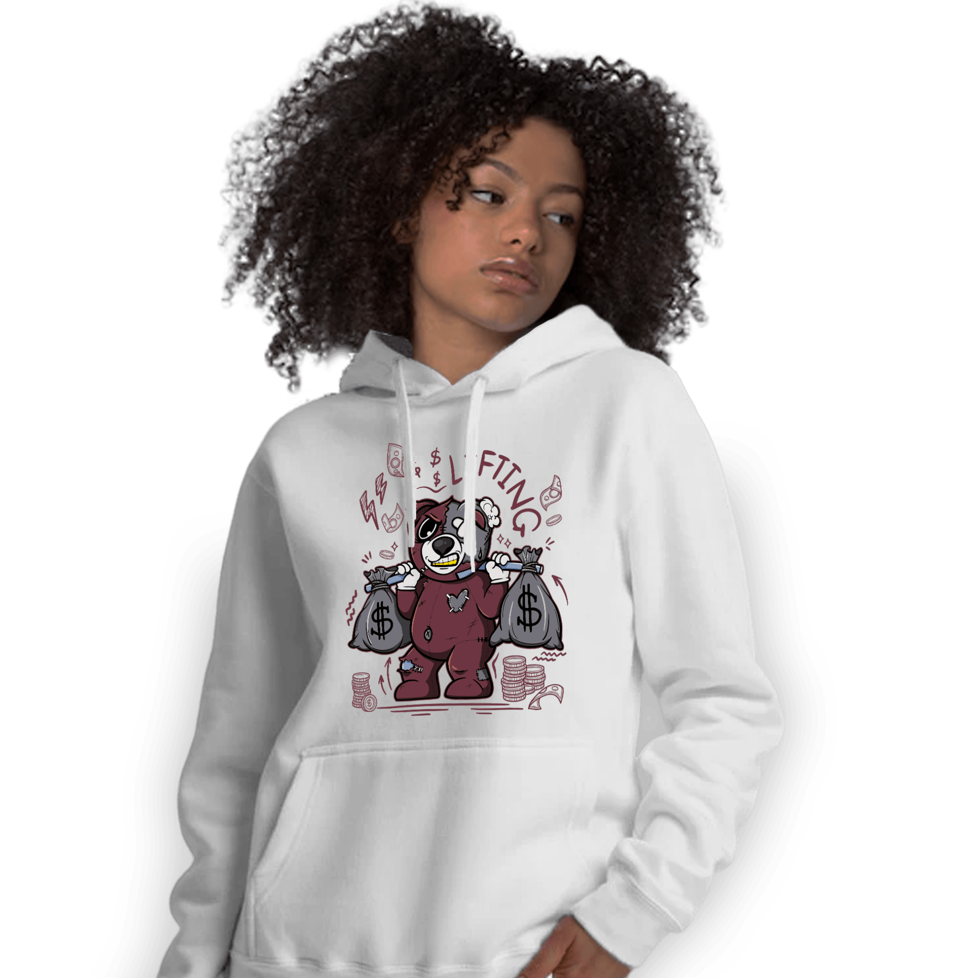 Burgundy 5s Hoodie Match Money Lifting BER - NastyJamz
