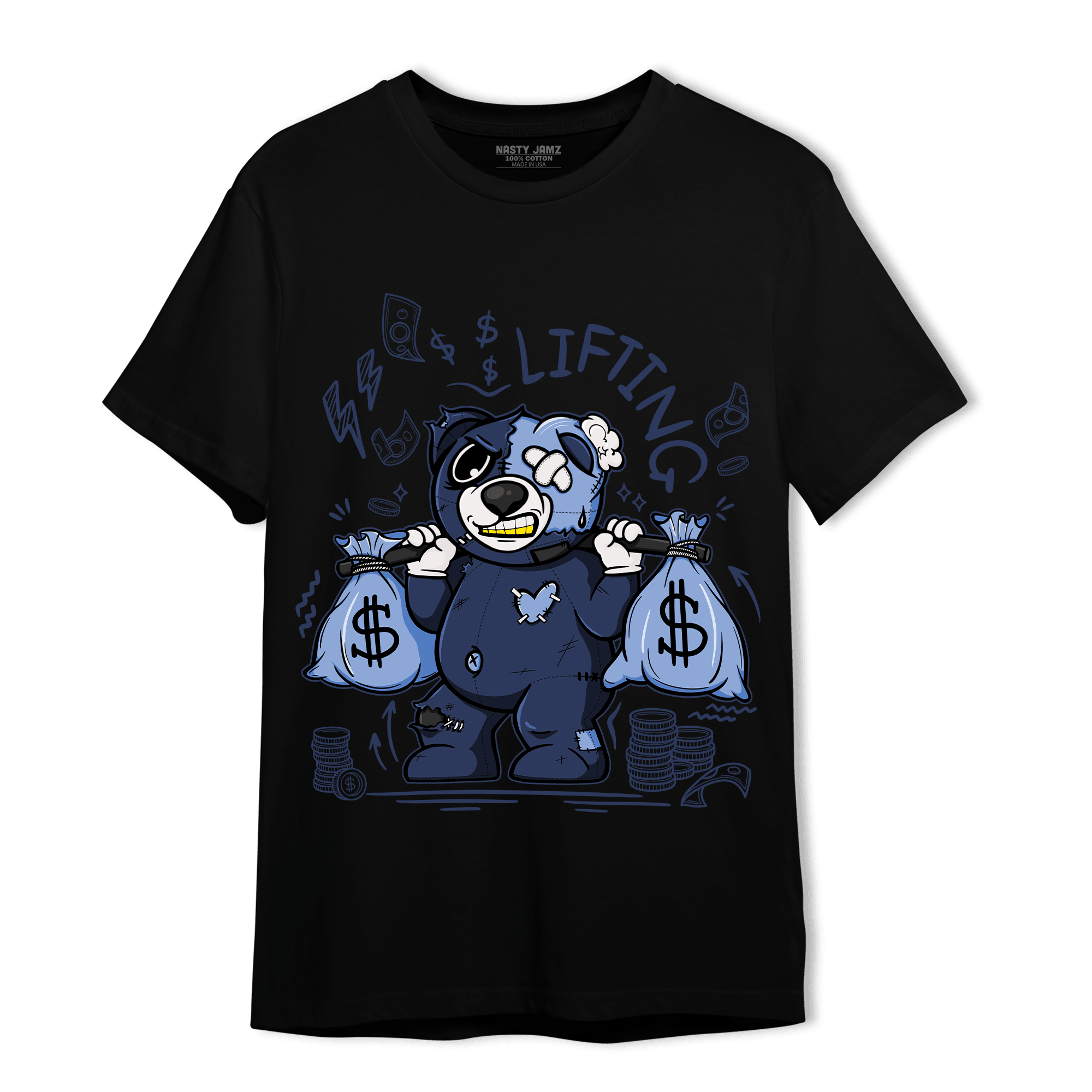 Midnight Navy 5s T Shirt Match Money Lifting BER - NastyJamz