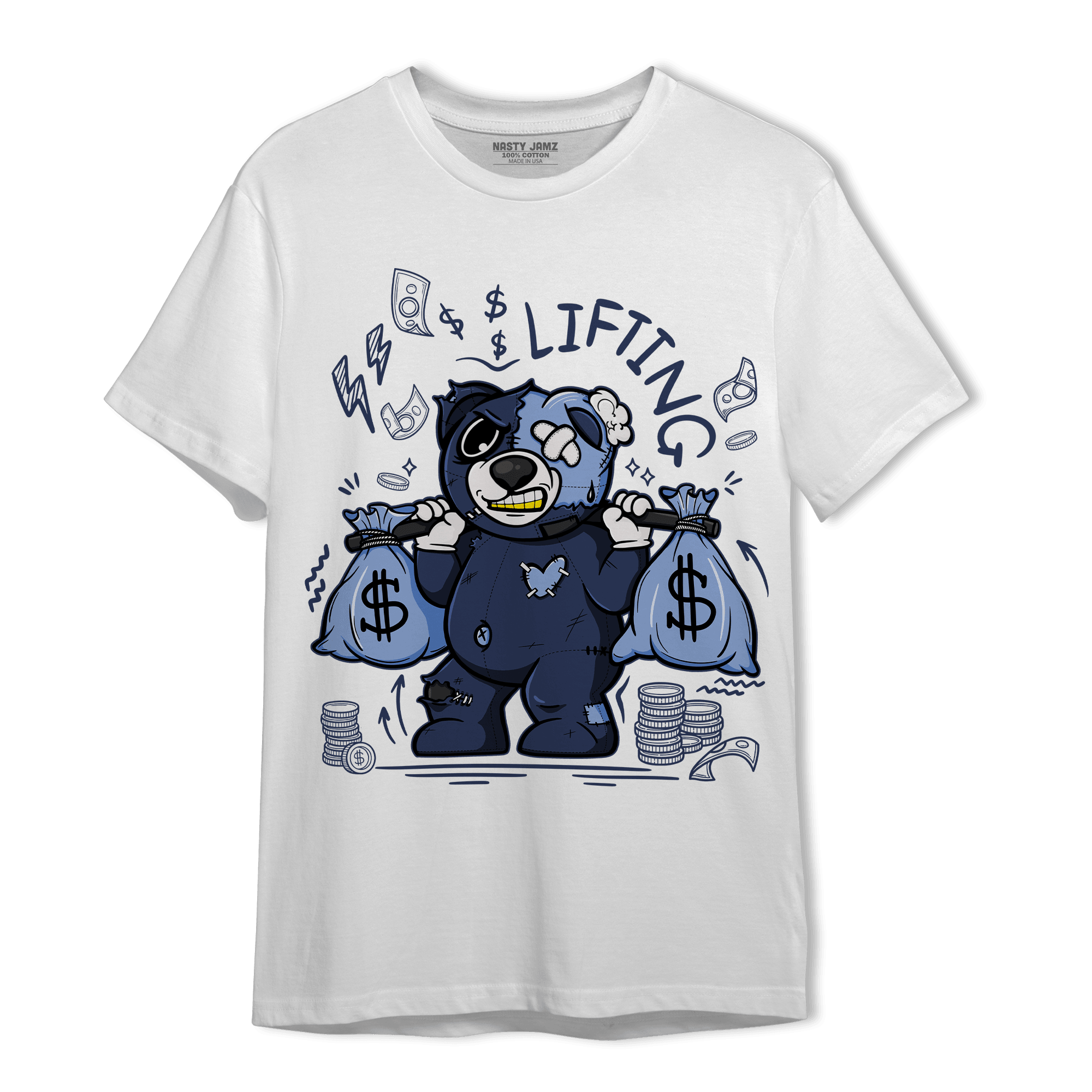 Midnight Navy 5s T Shirt Match Money Lifting BER - NastyJamz
