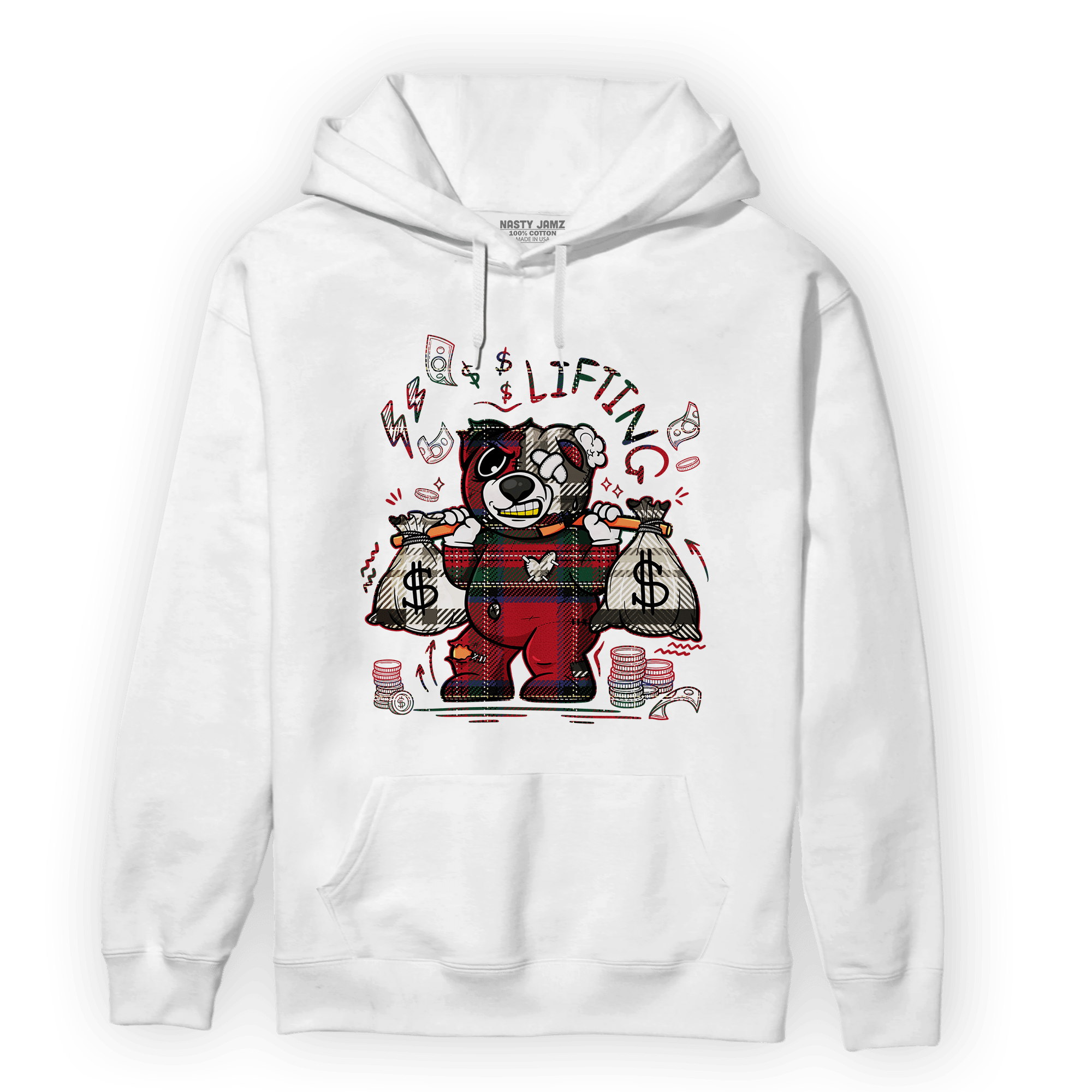Plaid 5s Hoodie Match Money Lifting BER - NastyJamz