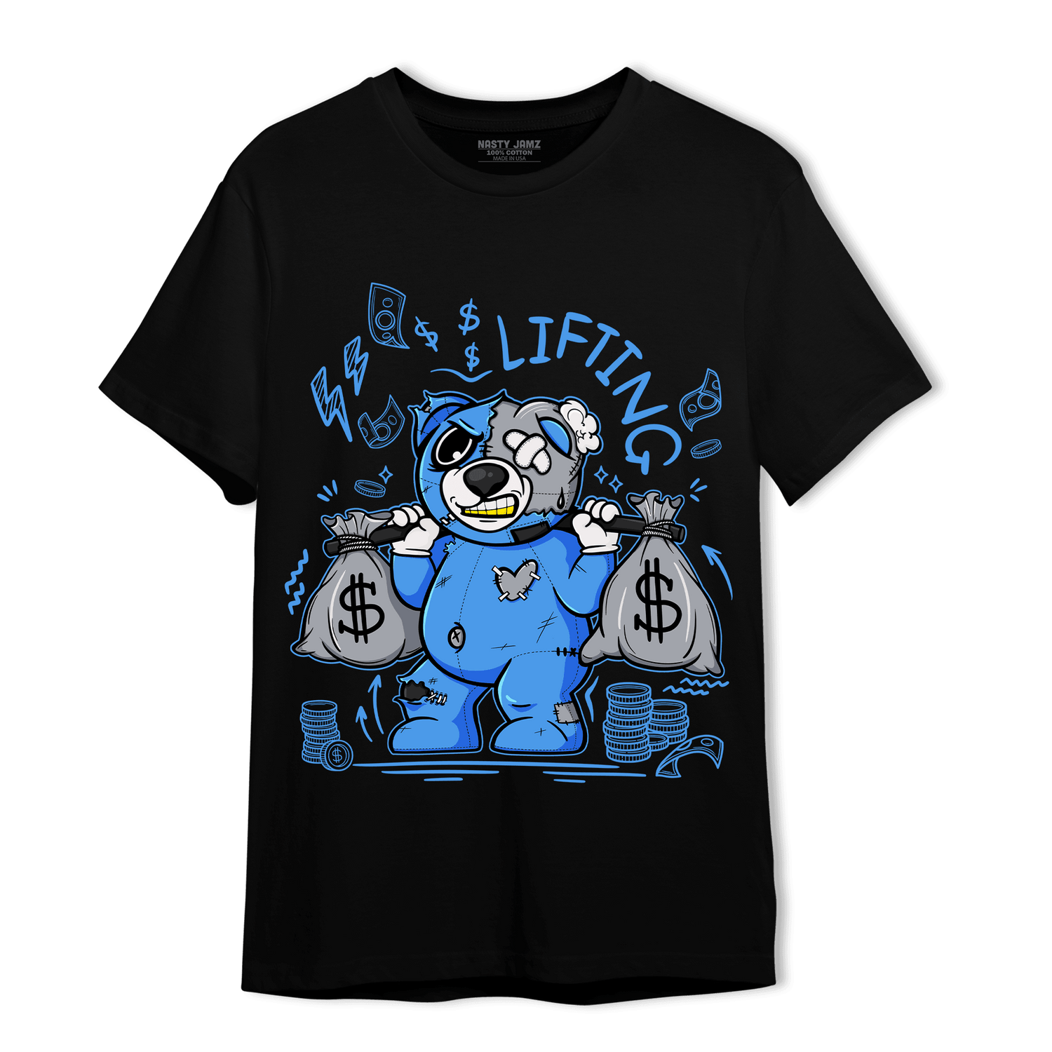 University Blue 5s T Shirt Match Money Lifting BER - NastyJamz