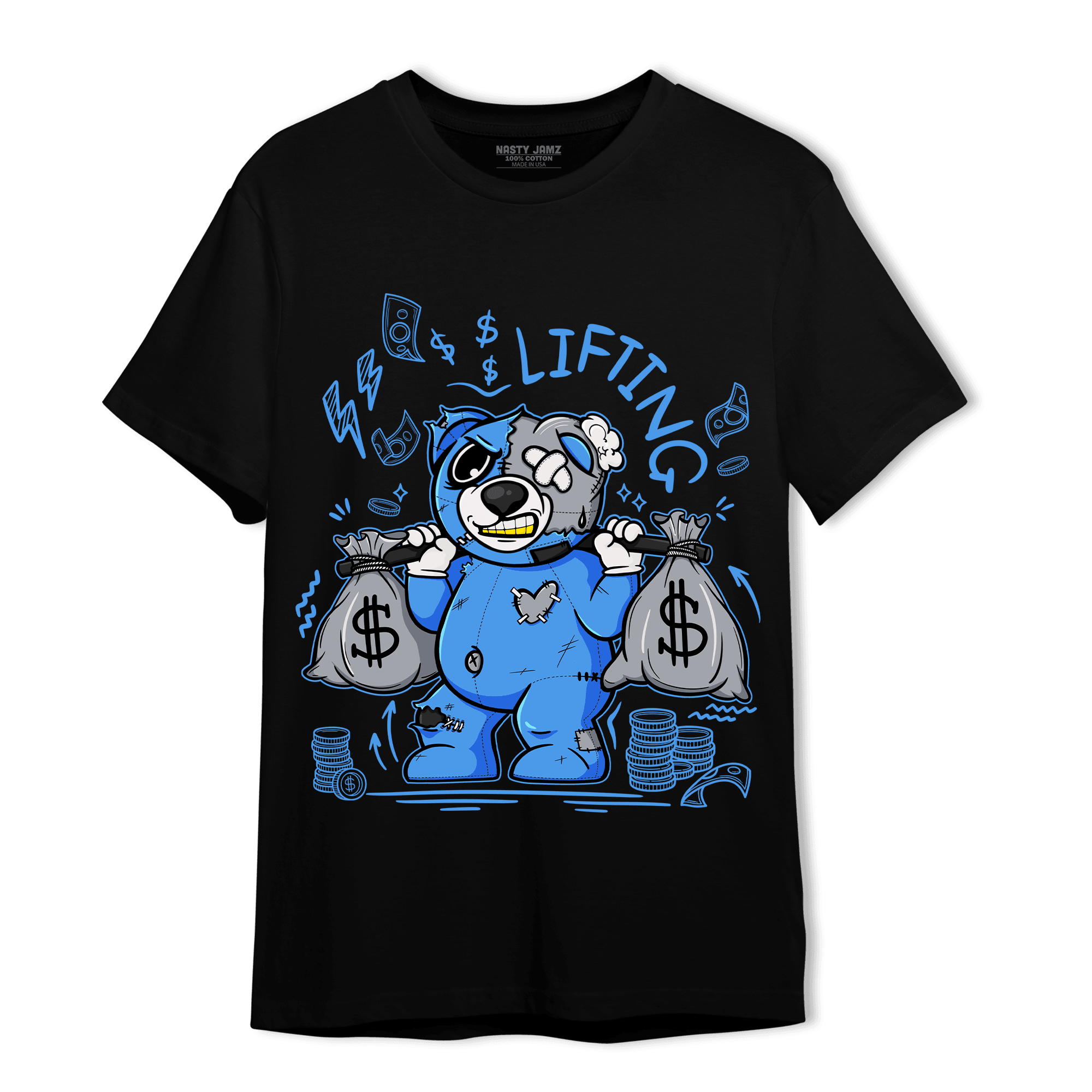 University Blue 5s T Shirt Match Money Lifting BER - NastyJamz