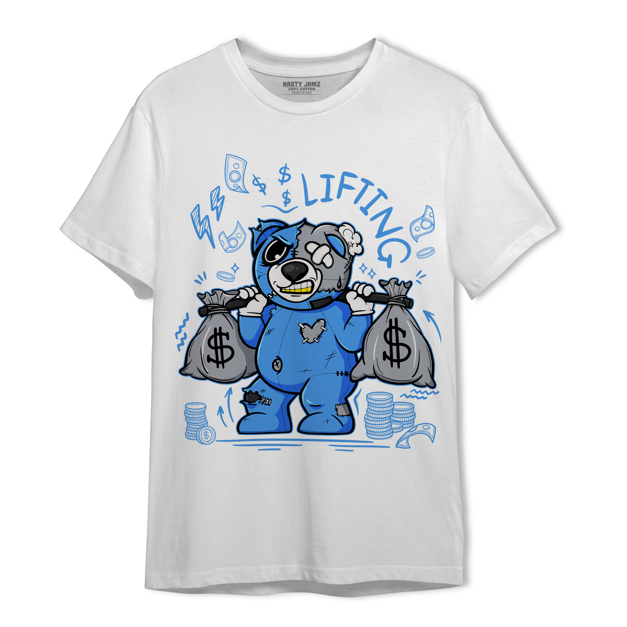 University Blue 5s T Shirt Match Money Lifting BER - NastyJamz