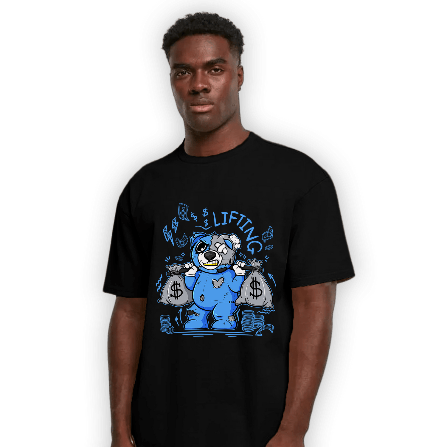 University Blue 5s T Shirt Match Money Lifting BER - NastyJamz