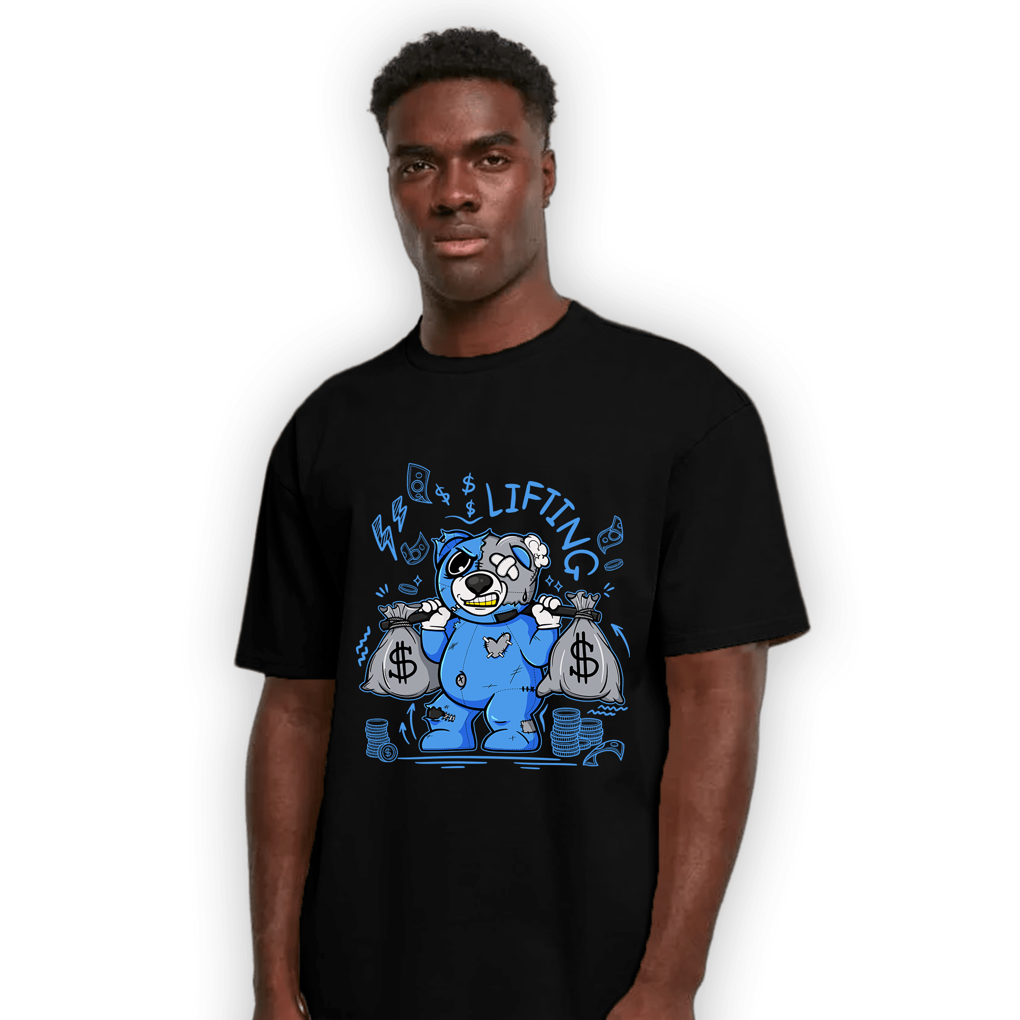 University Blue 5s T Shirt Match Money Lifting BER - NastyJamz