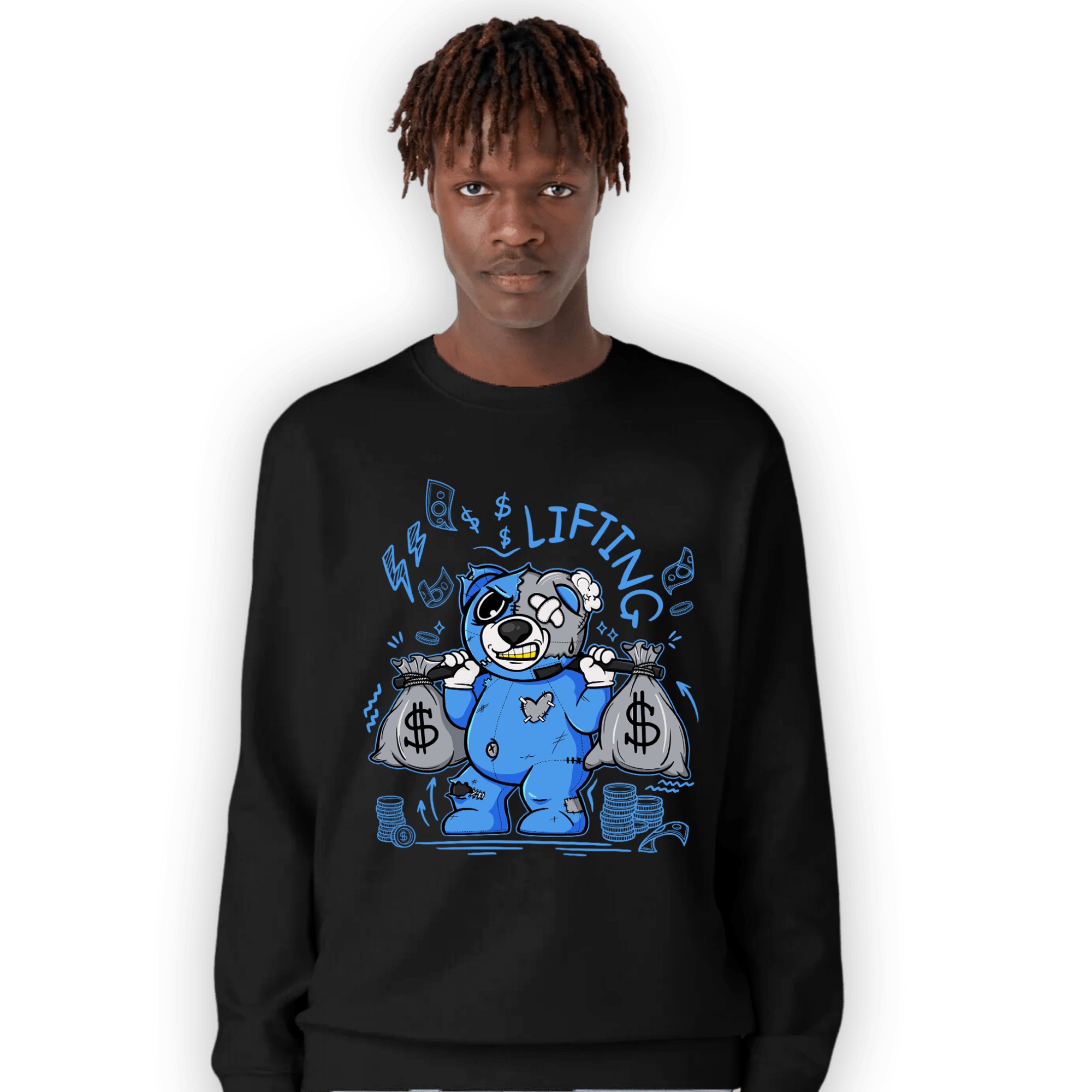 University Blue 5s Sweatshirt Match Money Lifting BER - NastyJamz