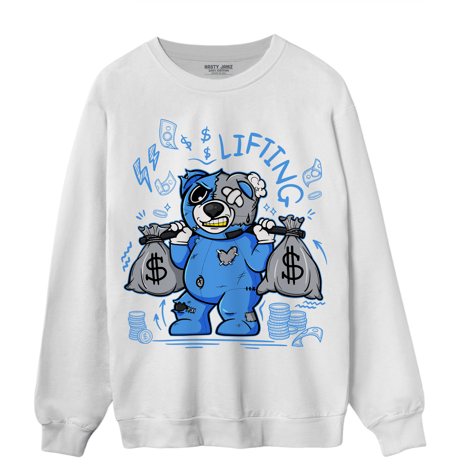 University Blue 5s Sweatshirt Match Money Lifting BER - NastyJamz