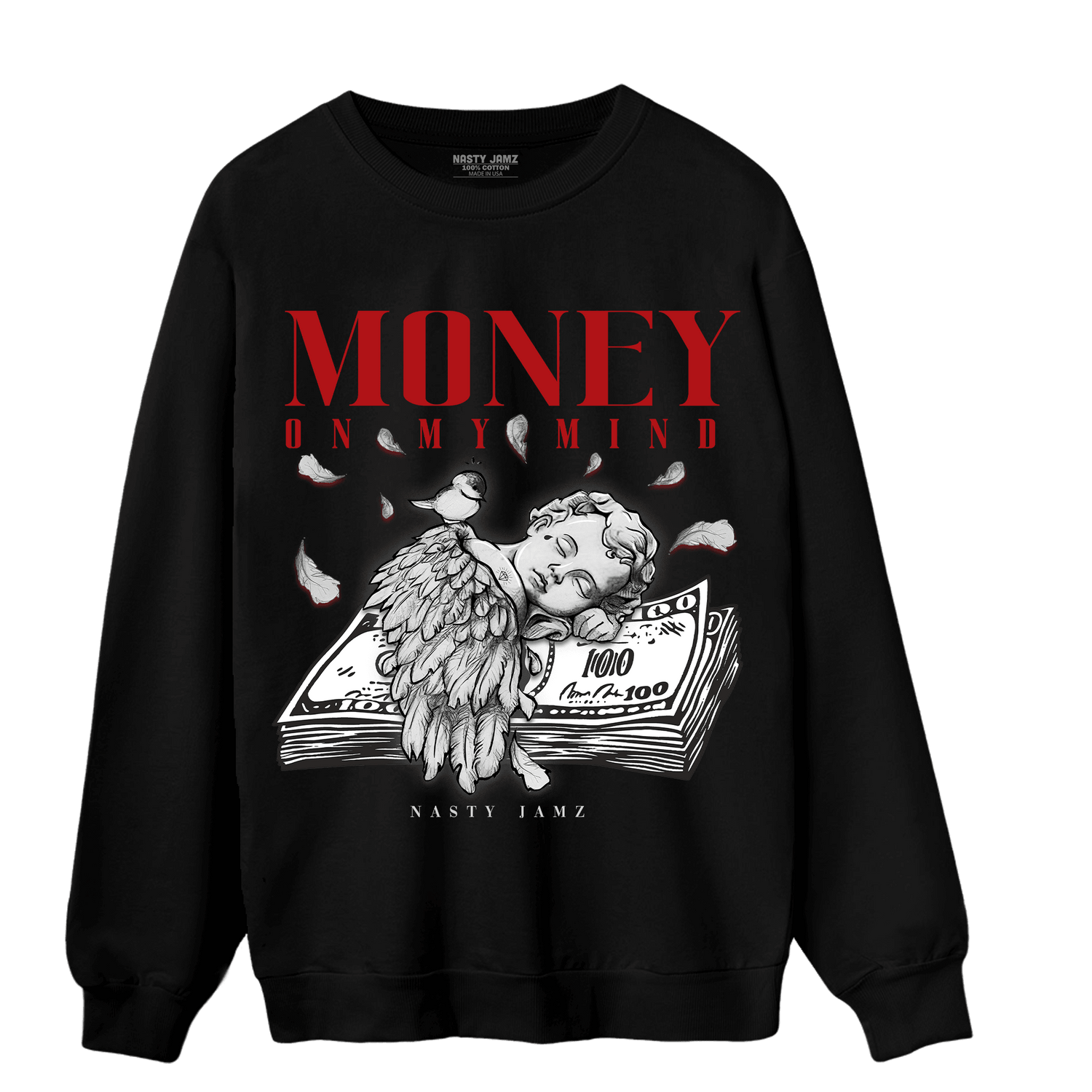 Cherry 11s Sweatshirt Match Money On My Mind Angel - NastyJamz