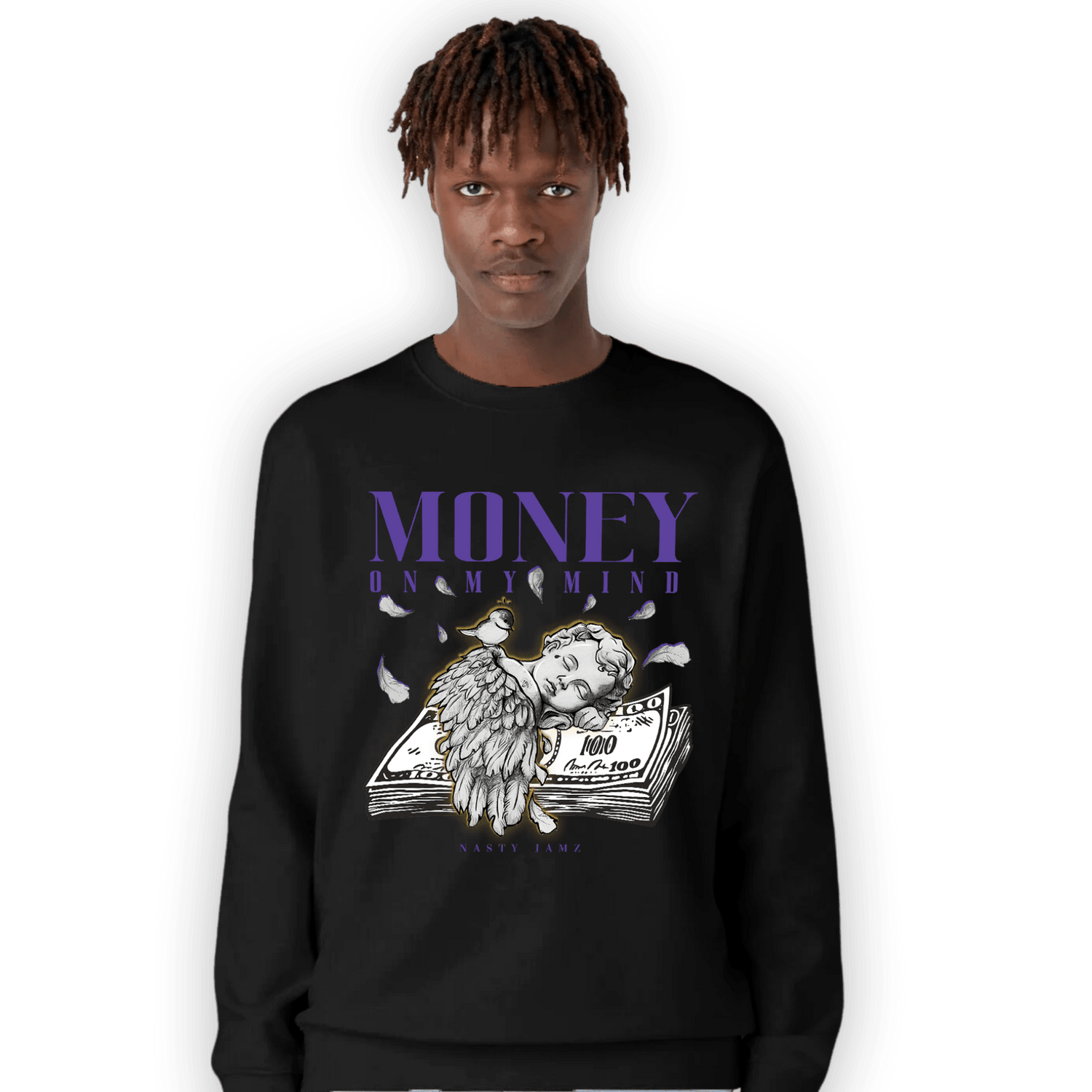 Field Purple 12s Sweatshirt Match Money On My Mind Angel - NastyJamz