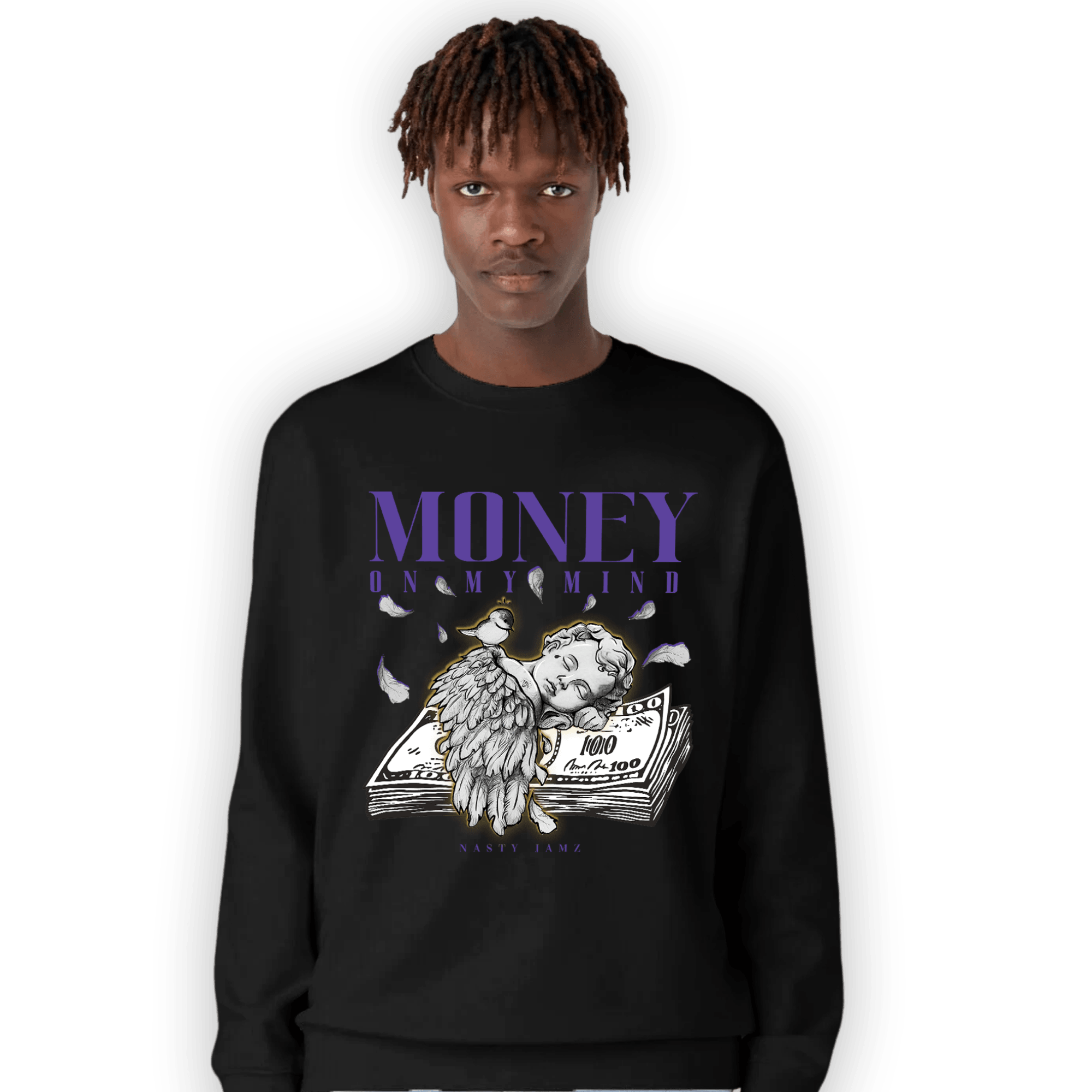 Field Purple 12s Sweatshirt Match Money On My Mind Angel - NastyJamz