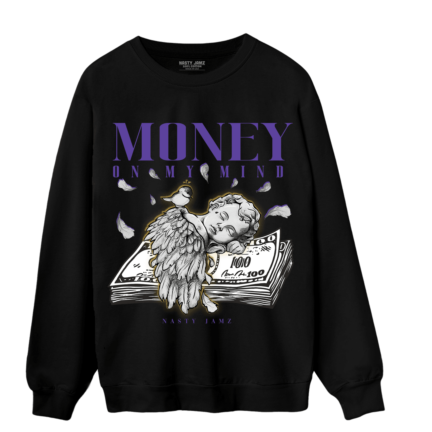Field Purple 12s Sweatshirt Match Money On My Mind Angel - NastyJamz