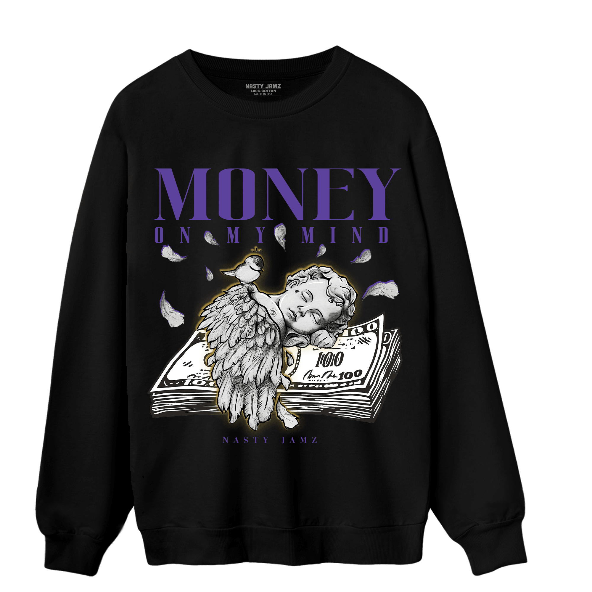 Field Purple 12s Sweatshirt Match Money On My Mind Angel - NastyJamz