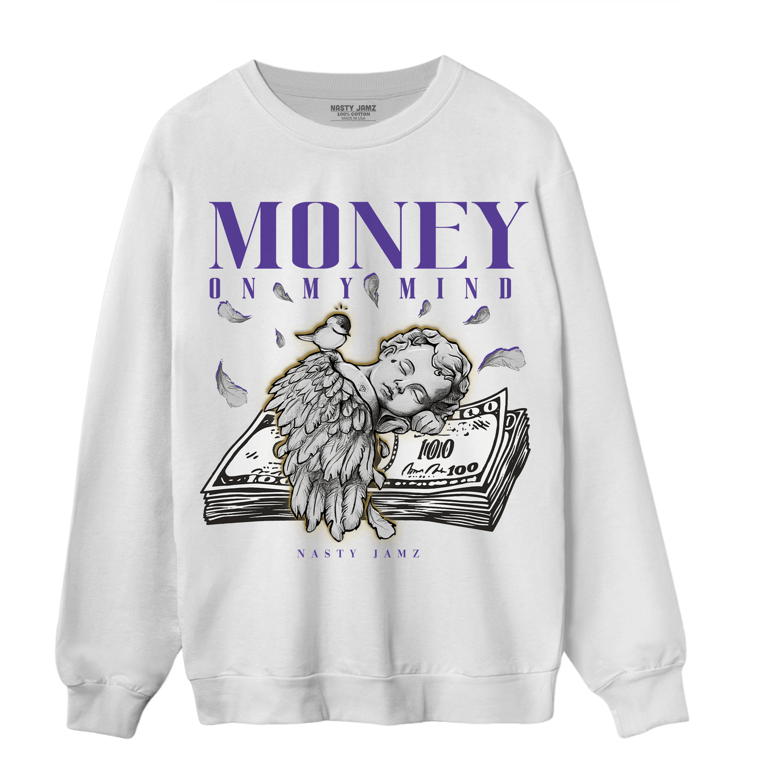 Field Purple 12s Sweatshirt Match Money On My Mind Angel - NastyJamz