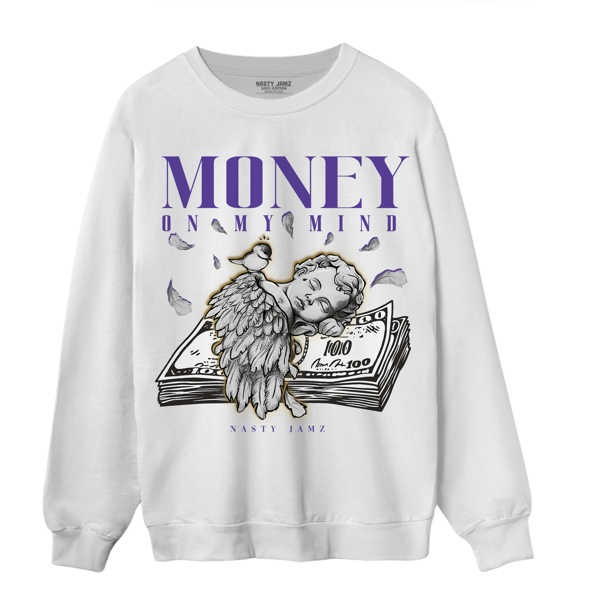 Field Purple 12s Sweatshirt Match Money On My Mind Angel - NastyJamz
