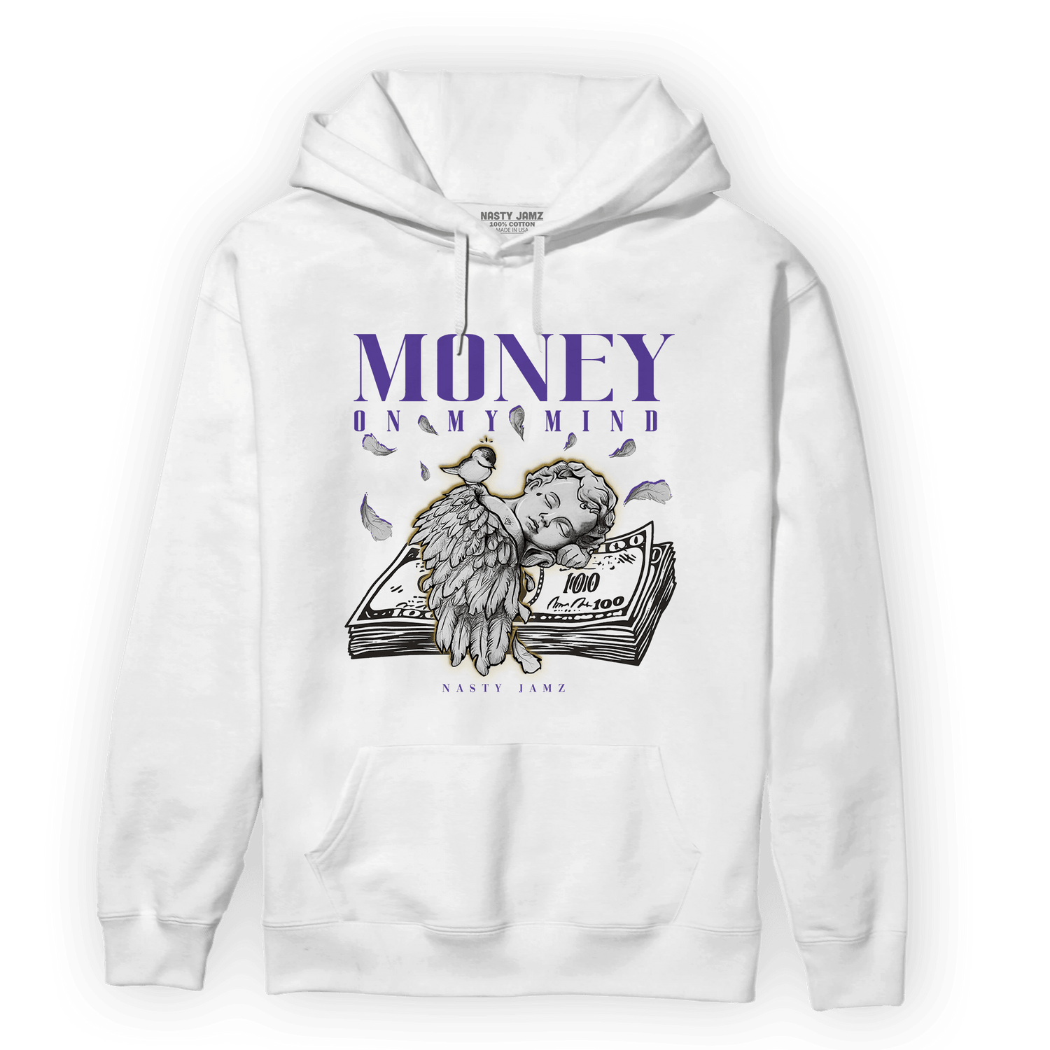 Field Purple 12s Hoodie Match Money On My Mind Angel - NastyJamz